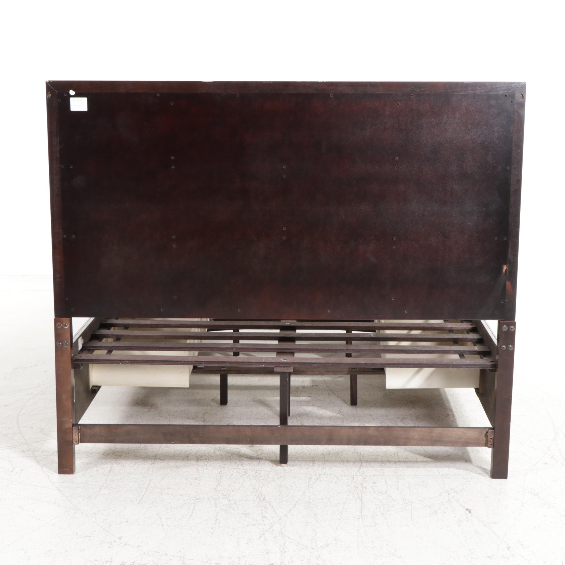 Najarian "Toronto" PecanStained Queen Size Bed Frame with TwoDrawer Nightstand EBTH