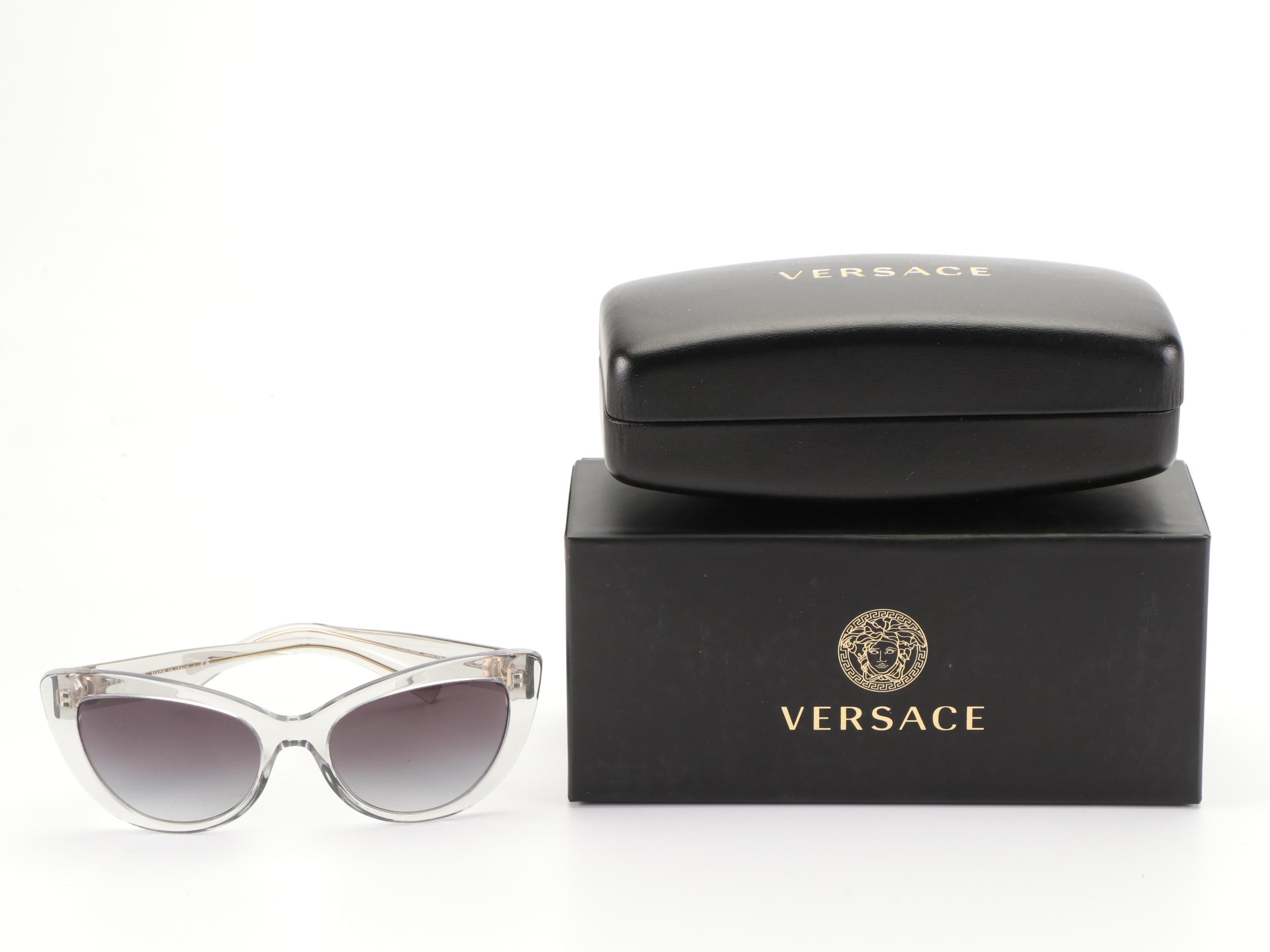Versace VE4388 Transparent Grey Sunglasses with Case and Box EBTH