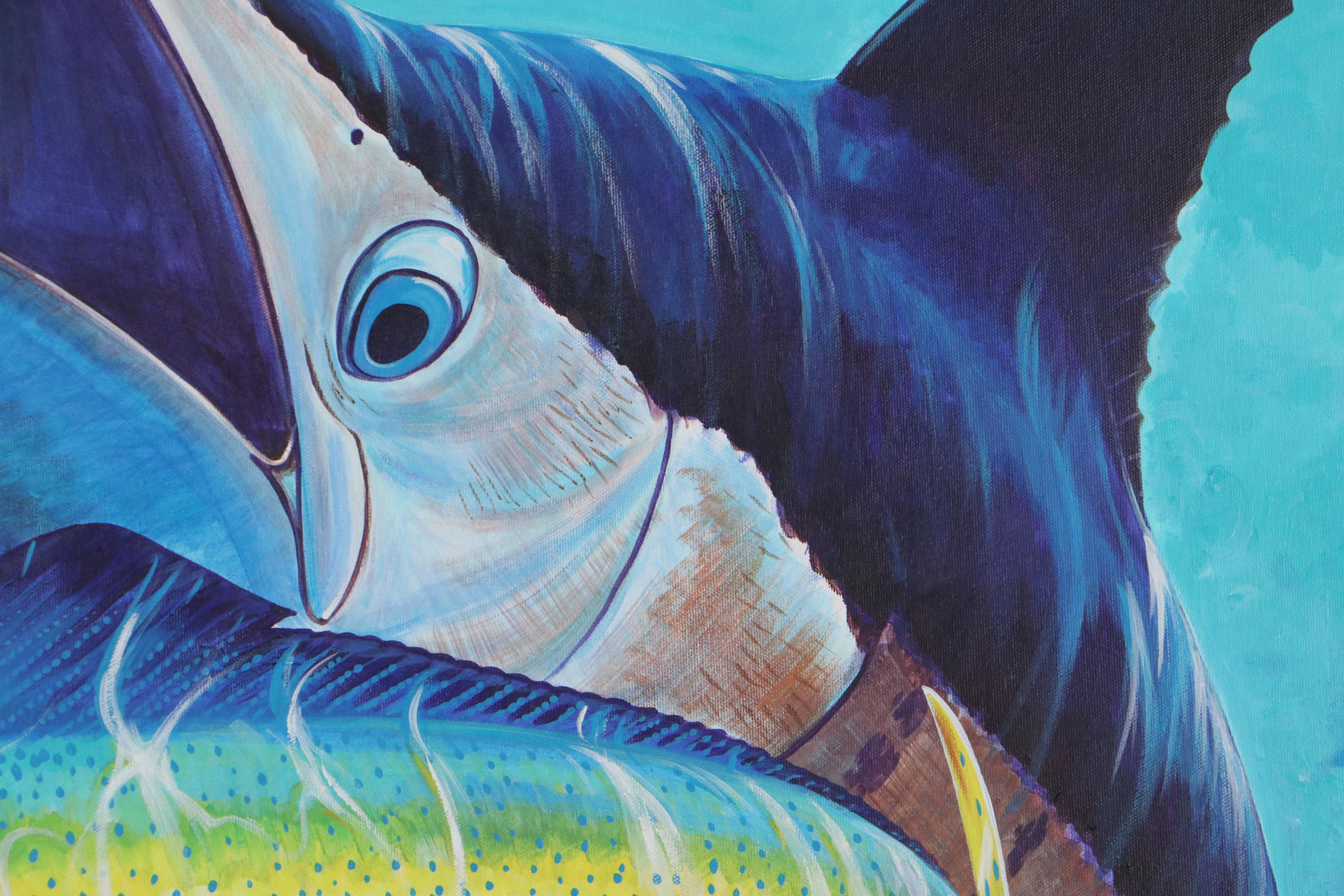 Guy Harvey LargeScale Acrylic Painting of Swordfish and MahiMahi