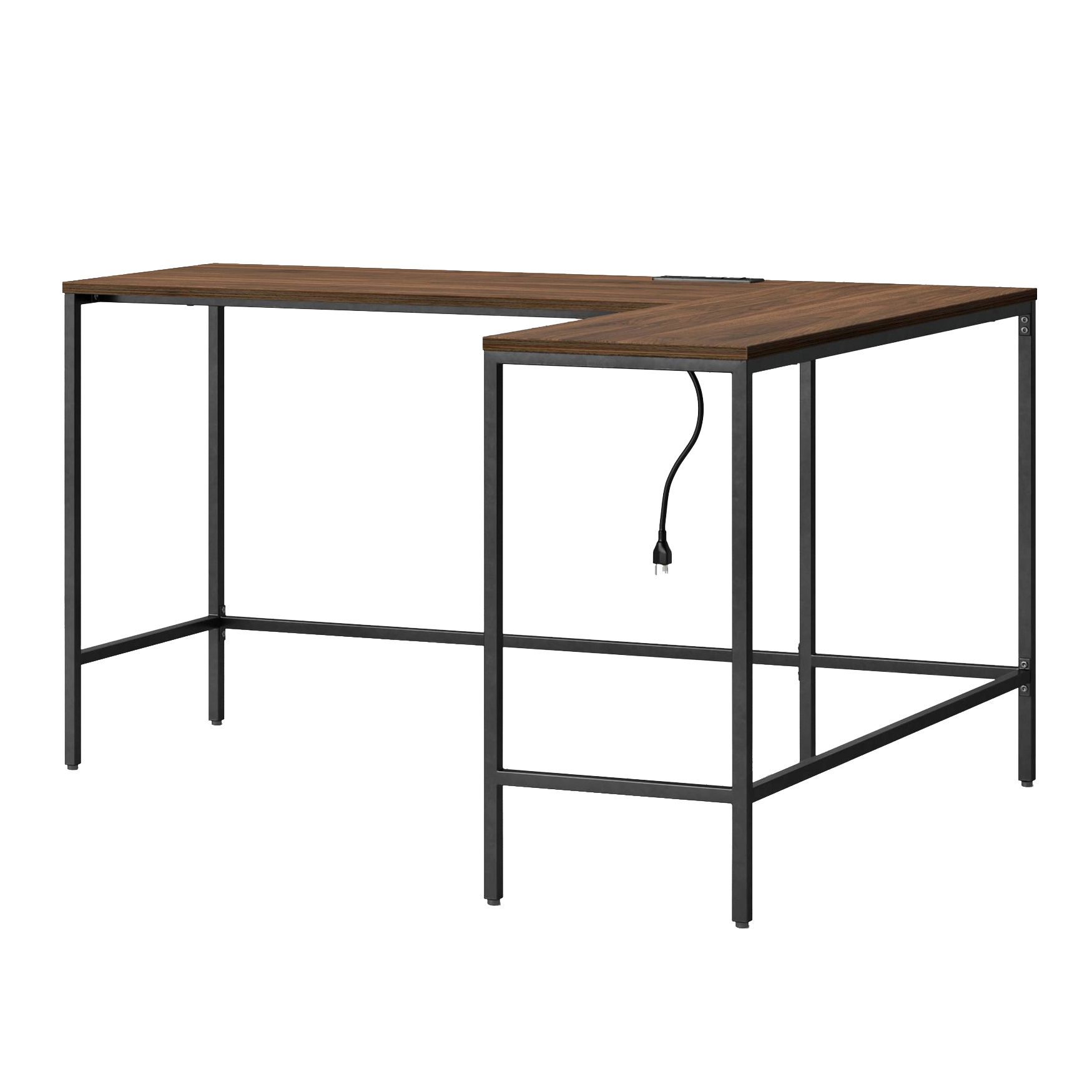 Project 62 Loring WalnutFinished and Black Metal LShaped Desk EBTH