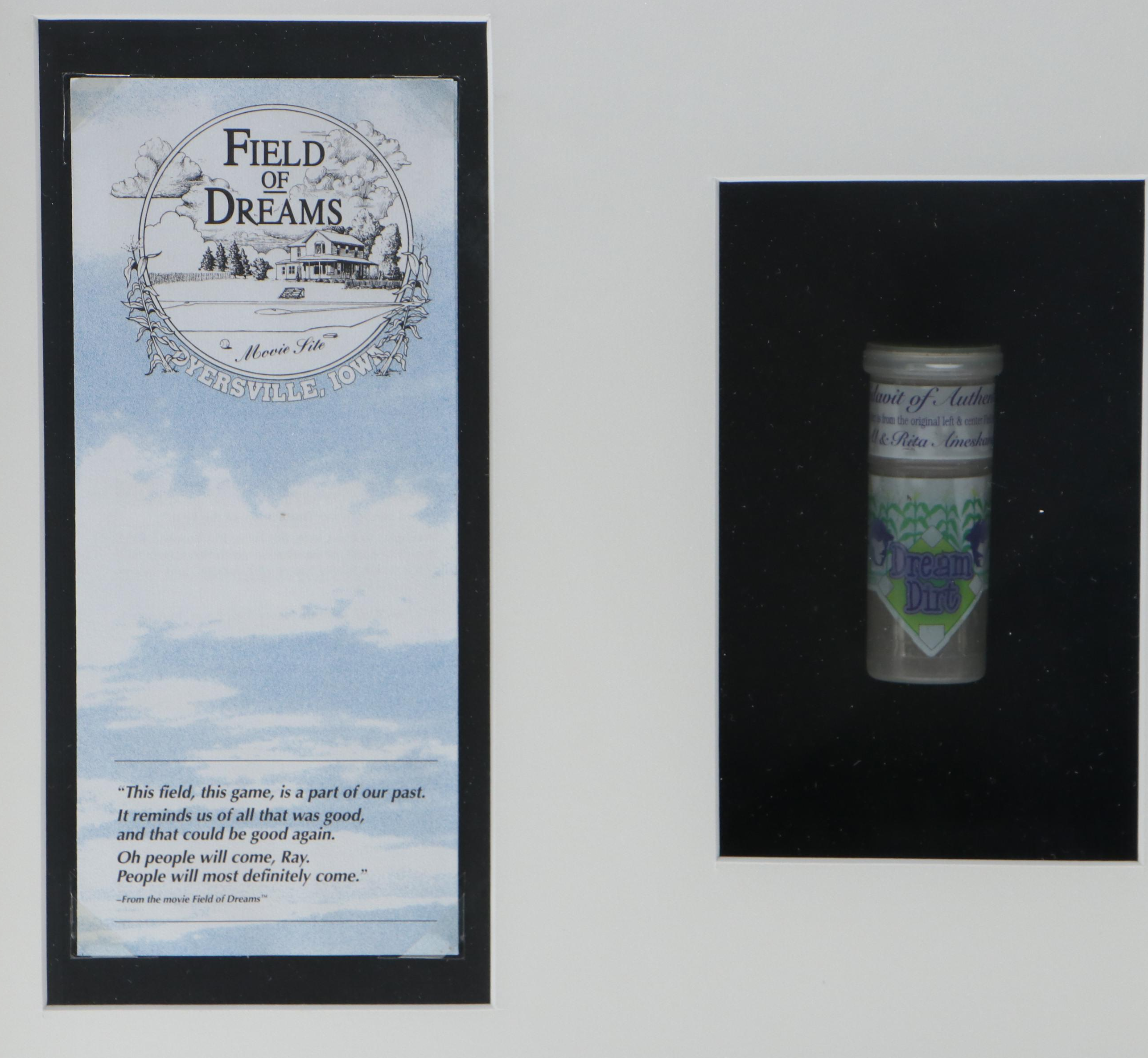 Field Of Dreams Memorabilia in Display Case, Rawlings Commemorative