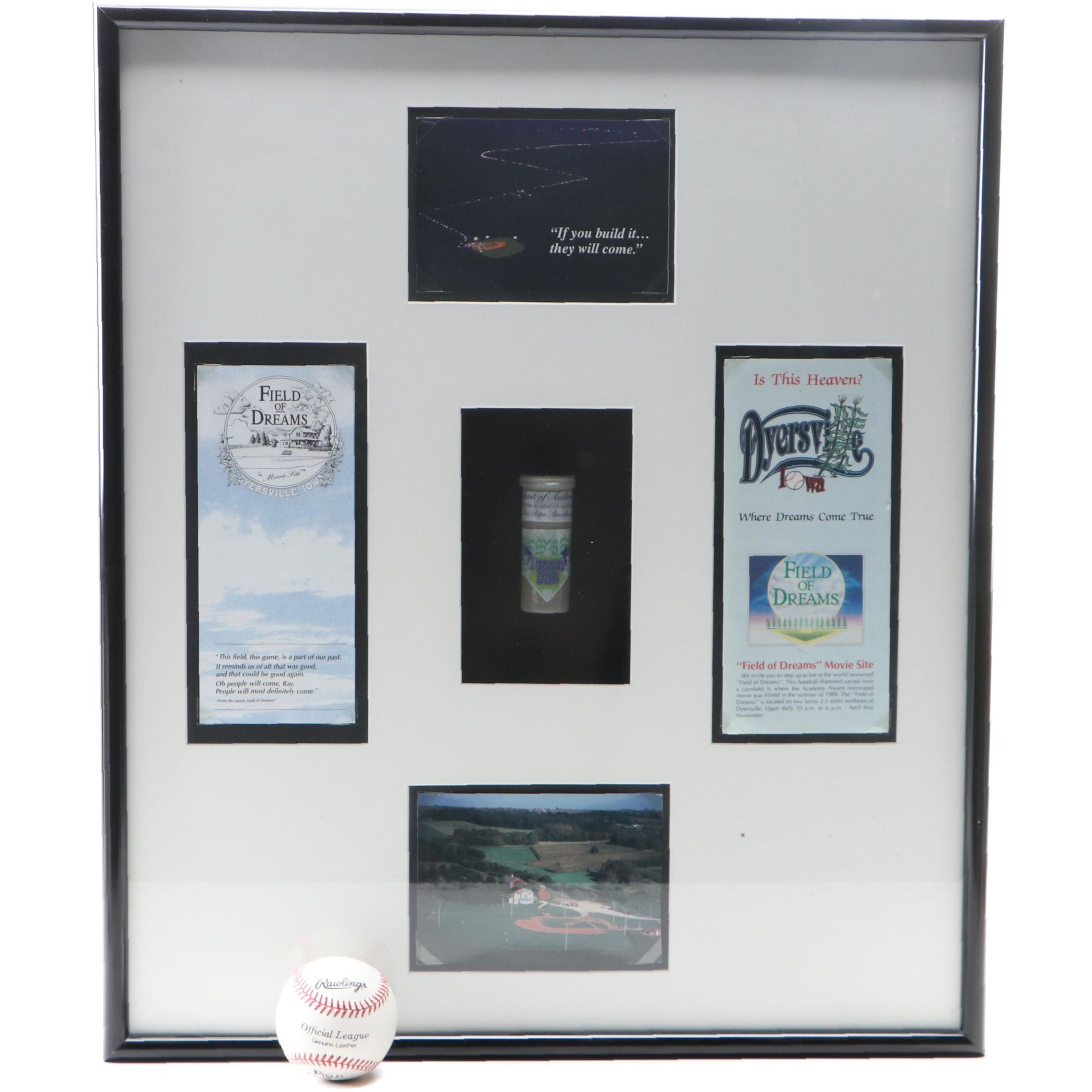 Field Of Dreams Memorabilia in Display Case, Rawlings Commemorative