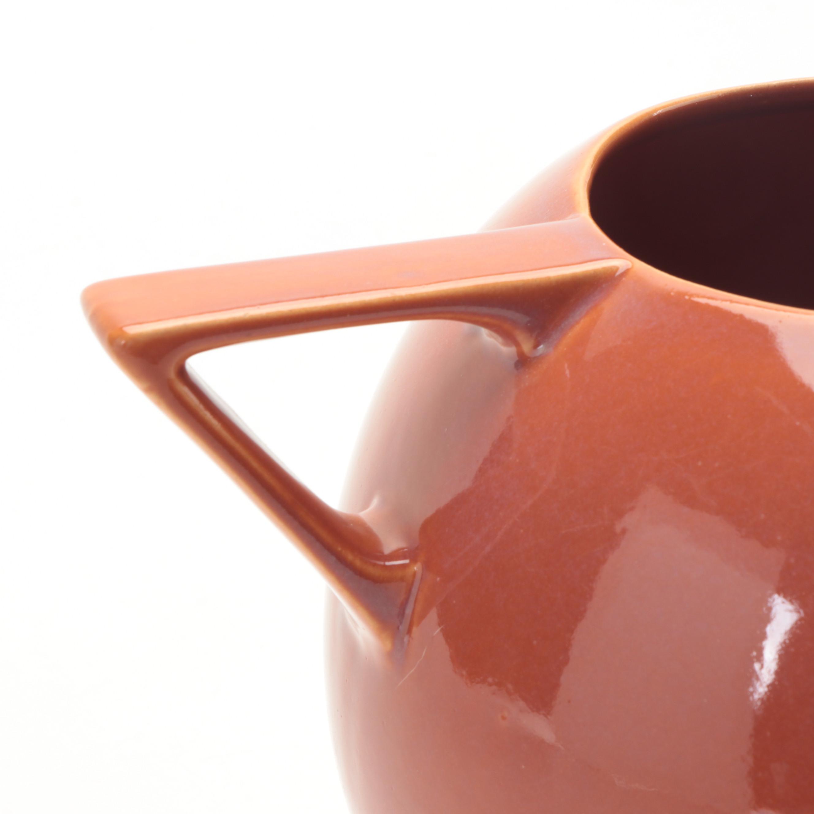 Roseville Pottery "Rozane" Burnt Orange Glazed Handled Sphere Vase