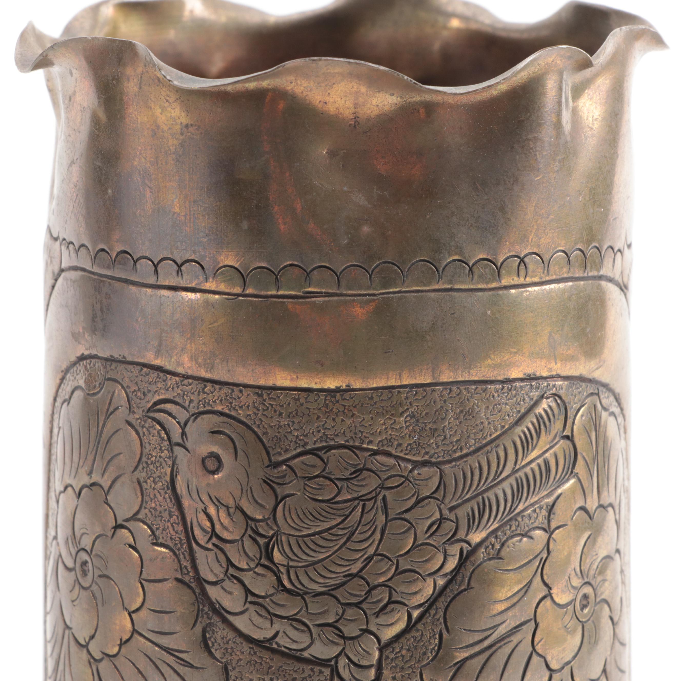 WWII Trench Art Brass Shell Vase EBTH