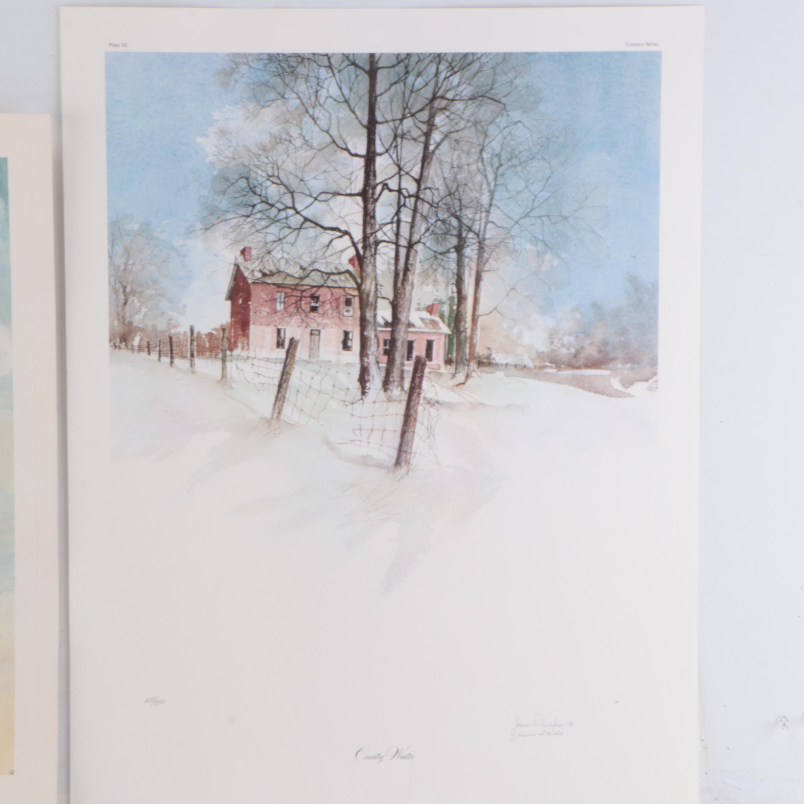 John Ruthven and James Werline Offset Lithographs of Birds and Winter