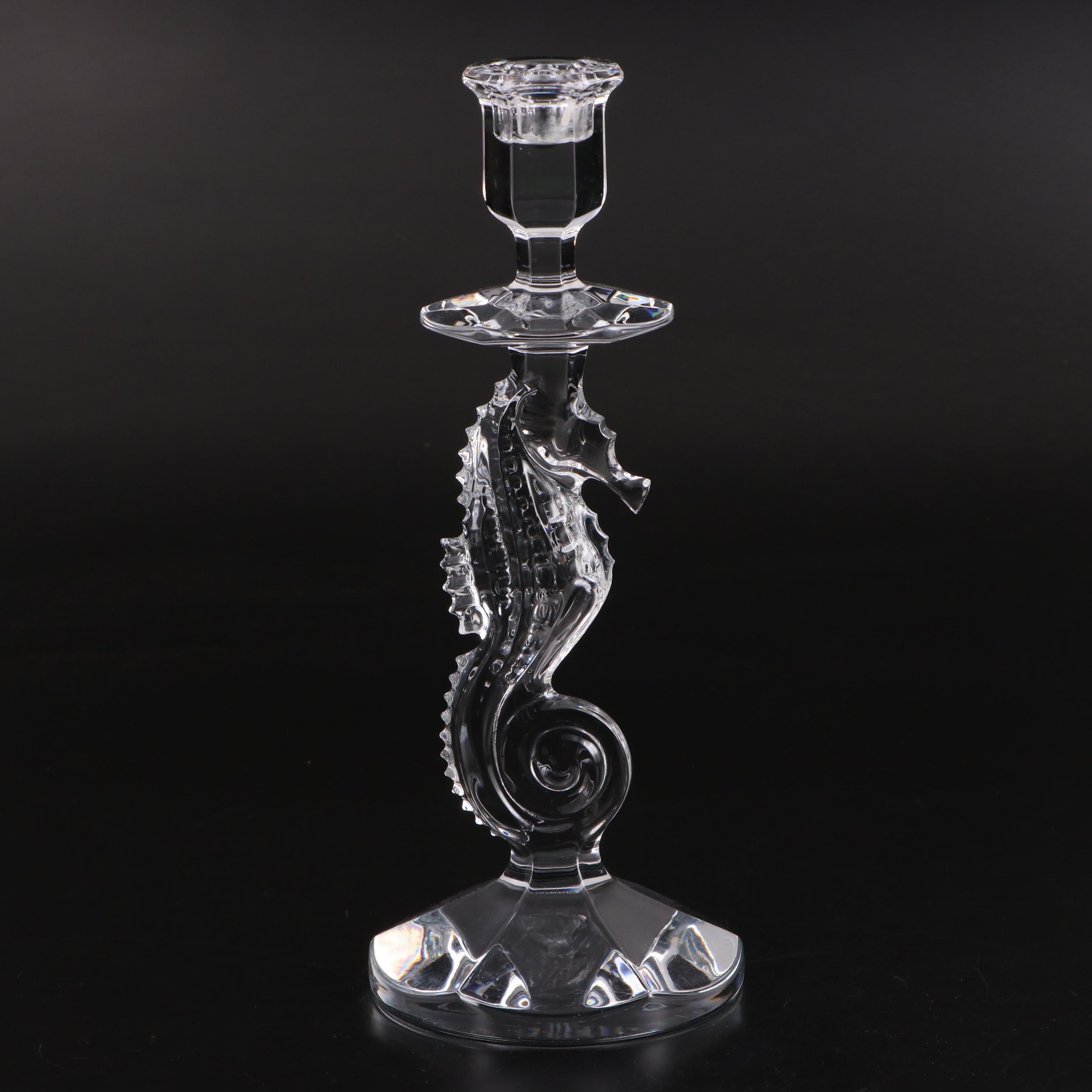 Pair of Waterford Crystal "Seahorse" Single Light Candlesticks EBTH