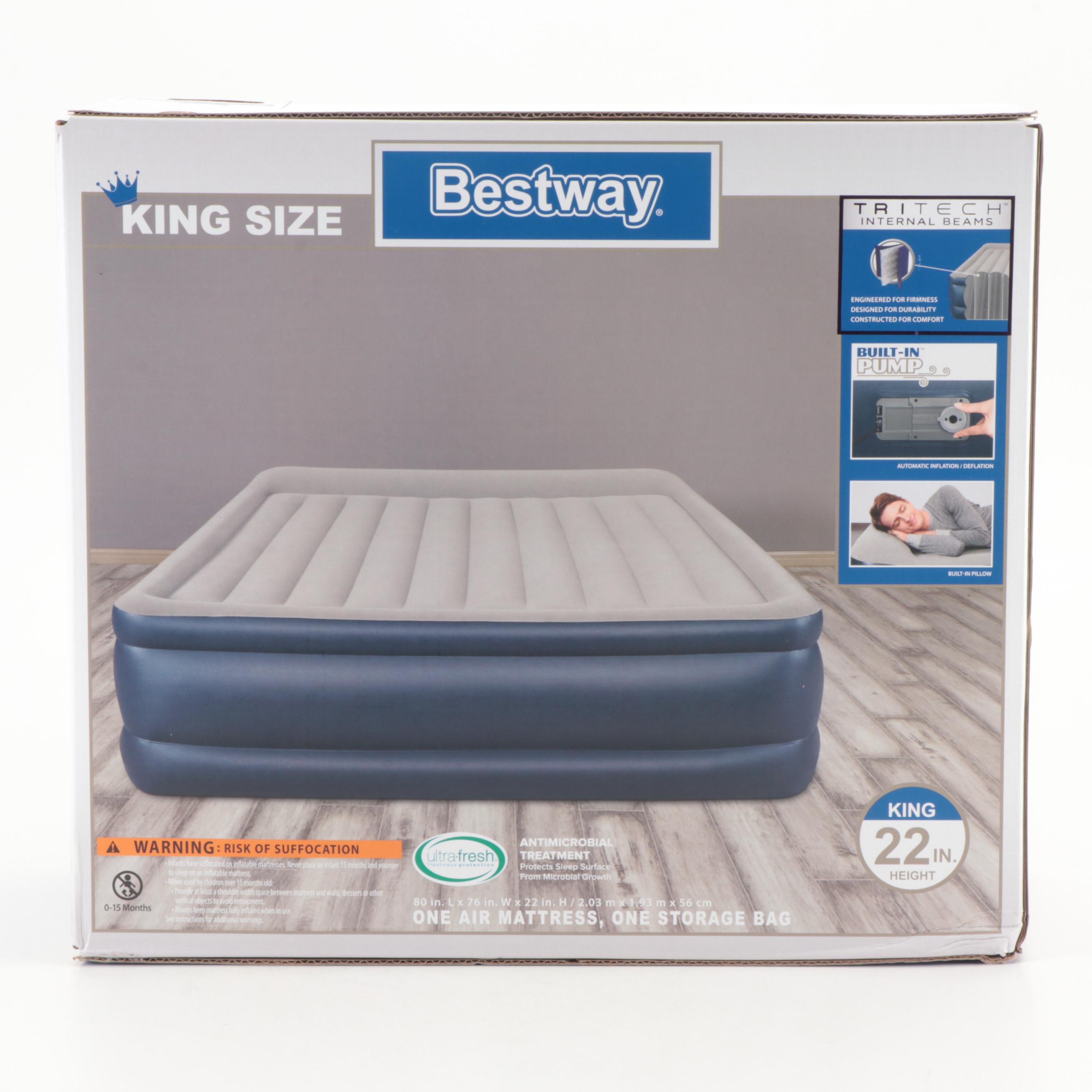 Bestway Tritech King Size Air Mattress with Build in Pump EBTH