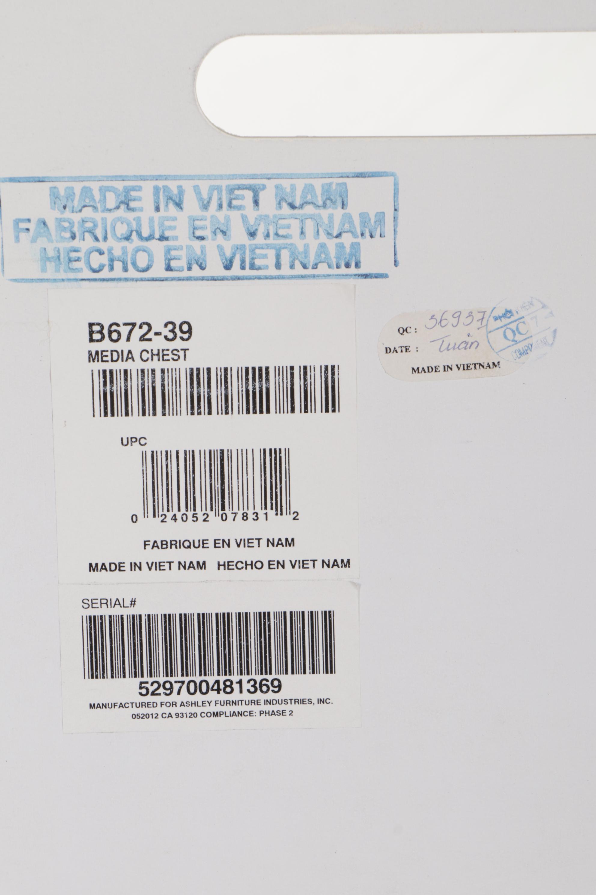 Ashley Furniture "Prentice" WhitePainted Wood Media Chest EBTH