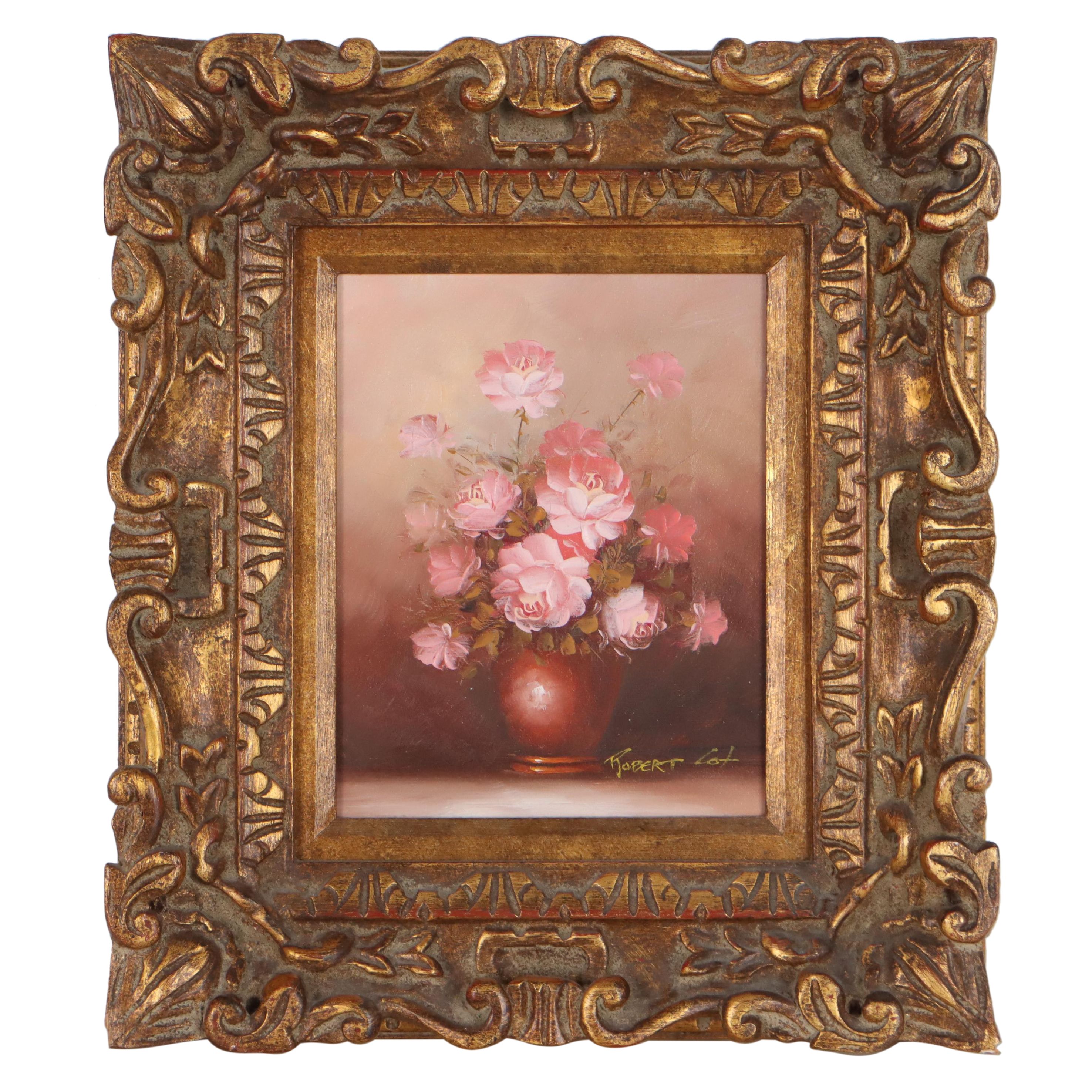 Robert Cox Floral Still Life Oil Painting, Late 20th Century EBTH