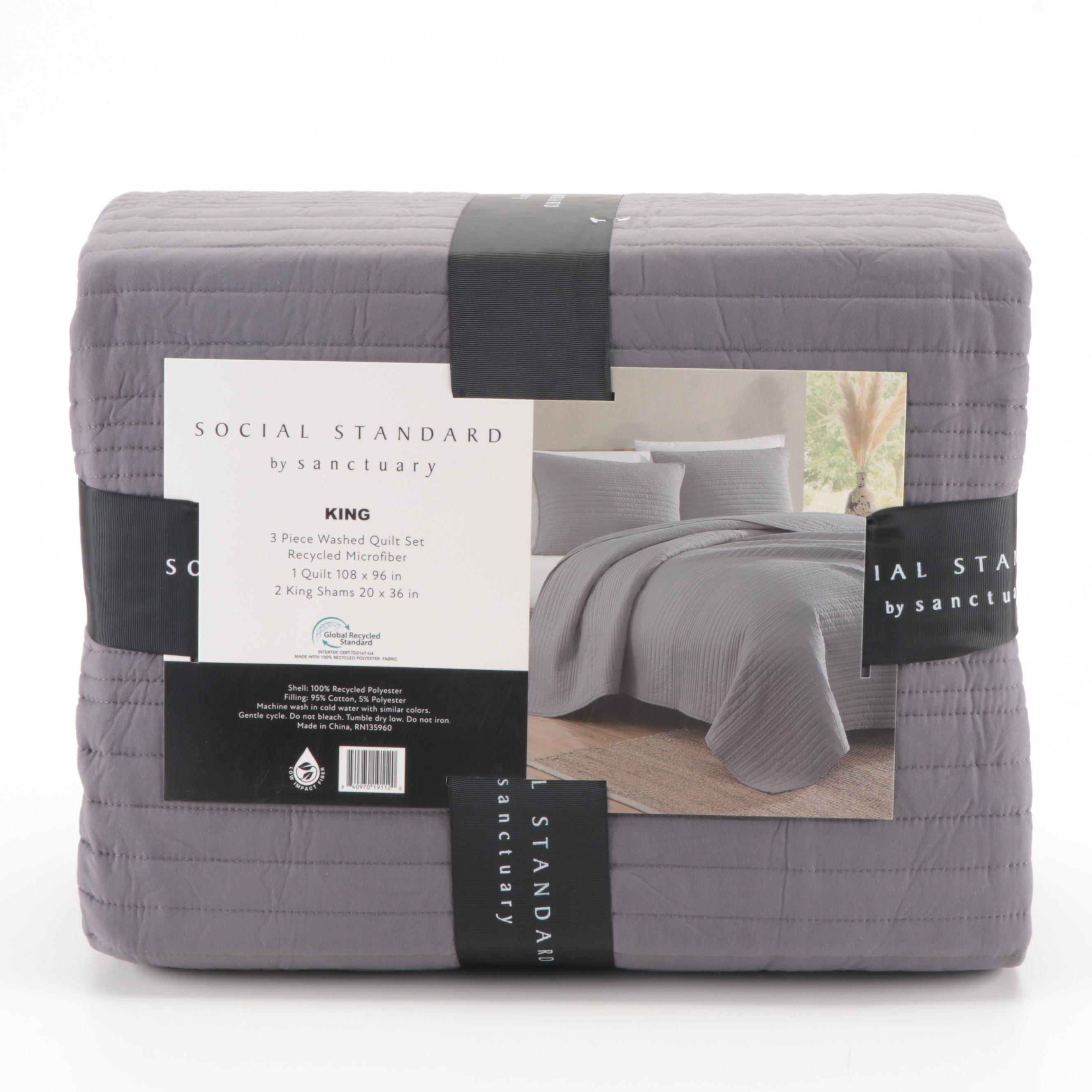 Social Standard by Sanctuary Recycled Polyester King Quilt Set in Dark