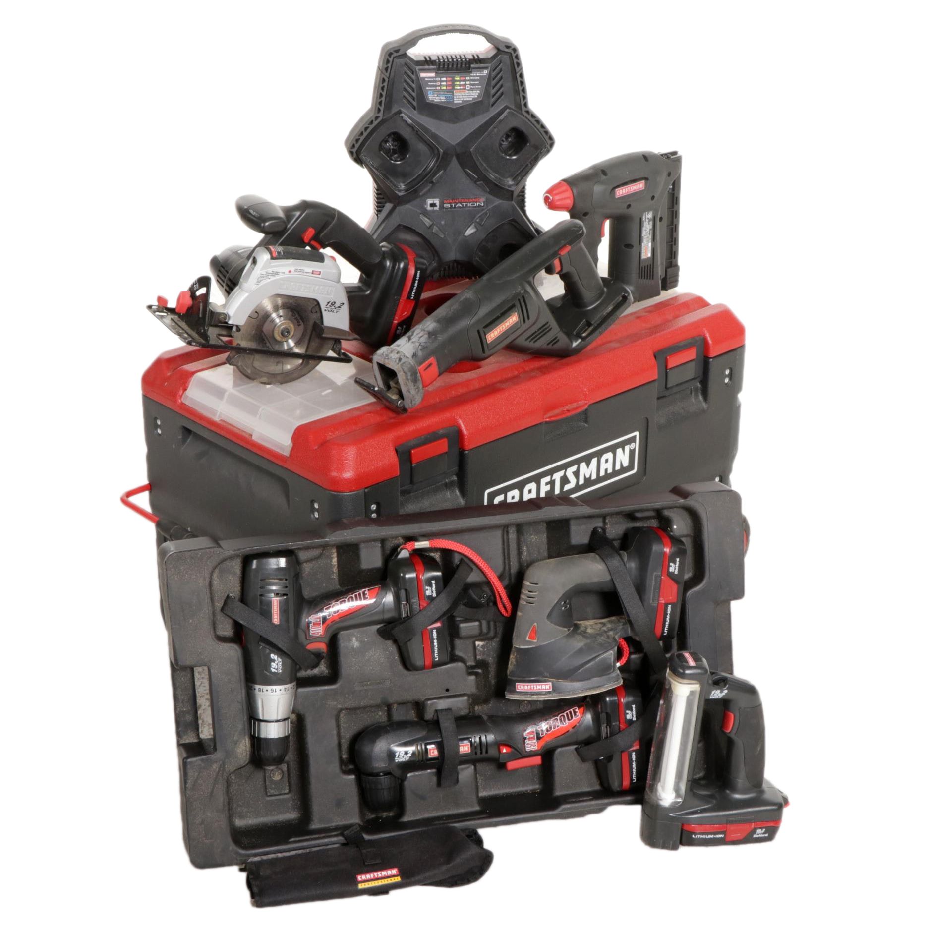 Craftsman 19.2V Battery Powered Hand Tool Set with Wheeled Tote EBTH