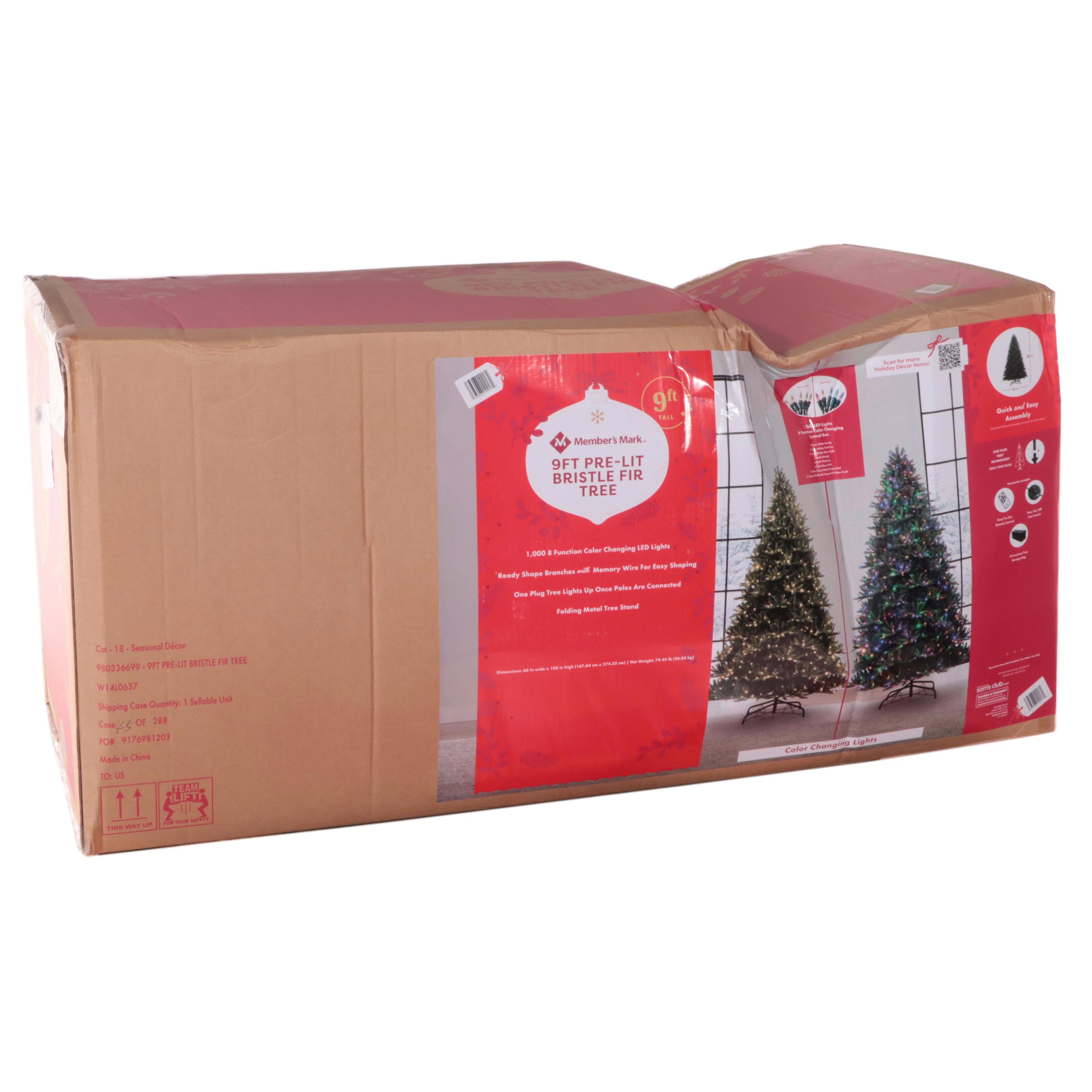 Member's Mark 9' LED PreLit Bristle Fir Christmas Tree EBTH