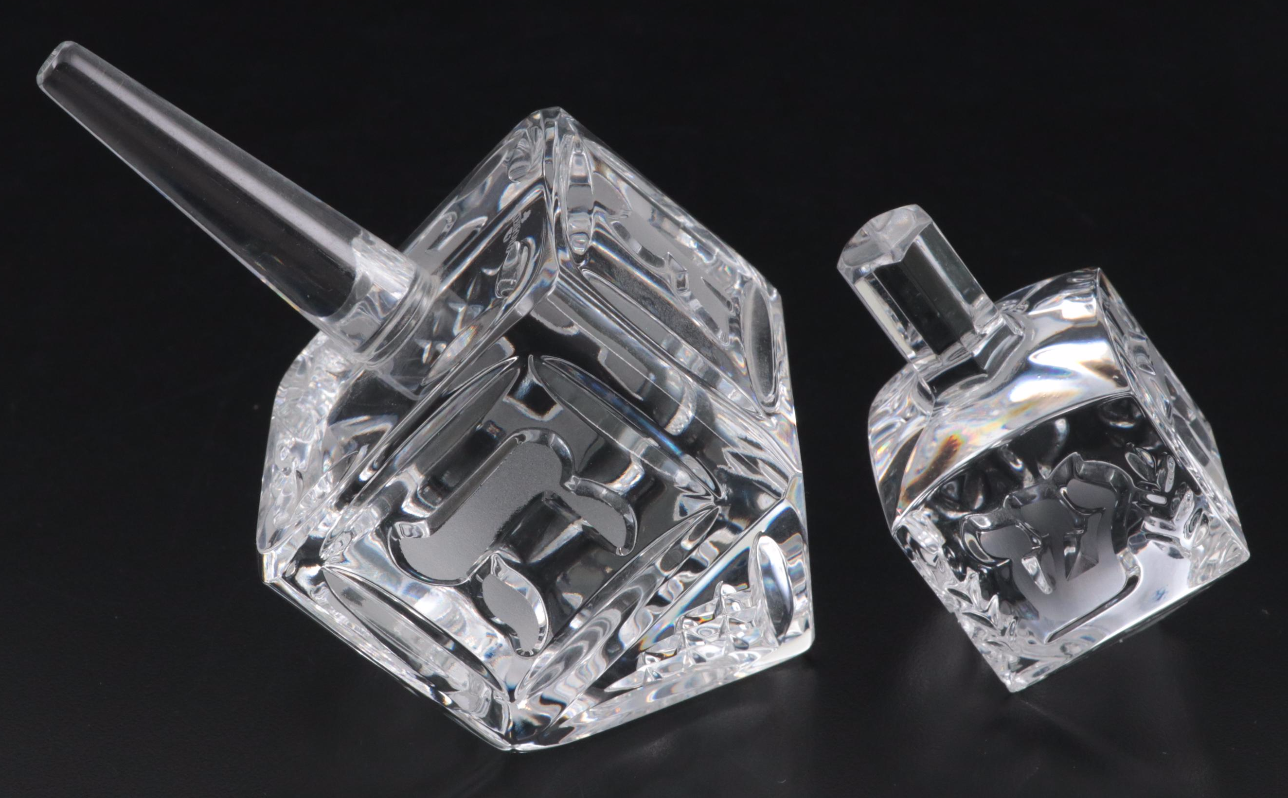 Waterford Crystal Etched Dreidel with Crystal and Brass Decorative