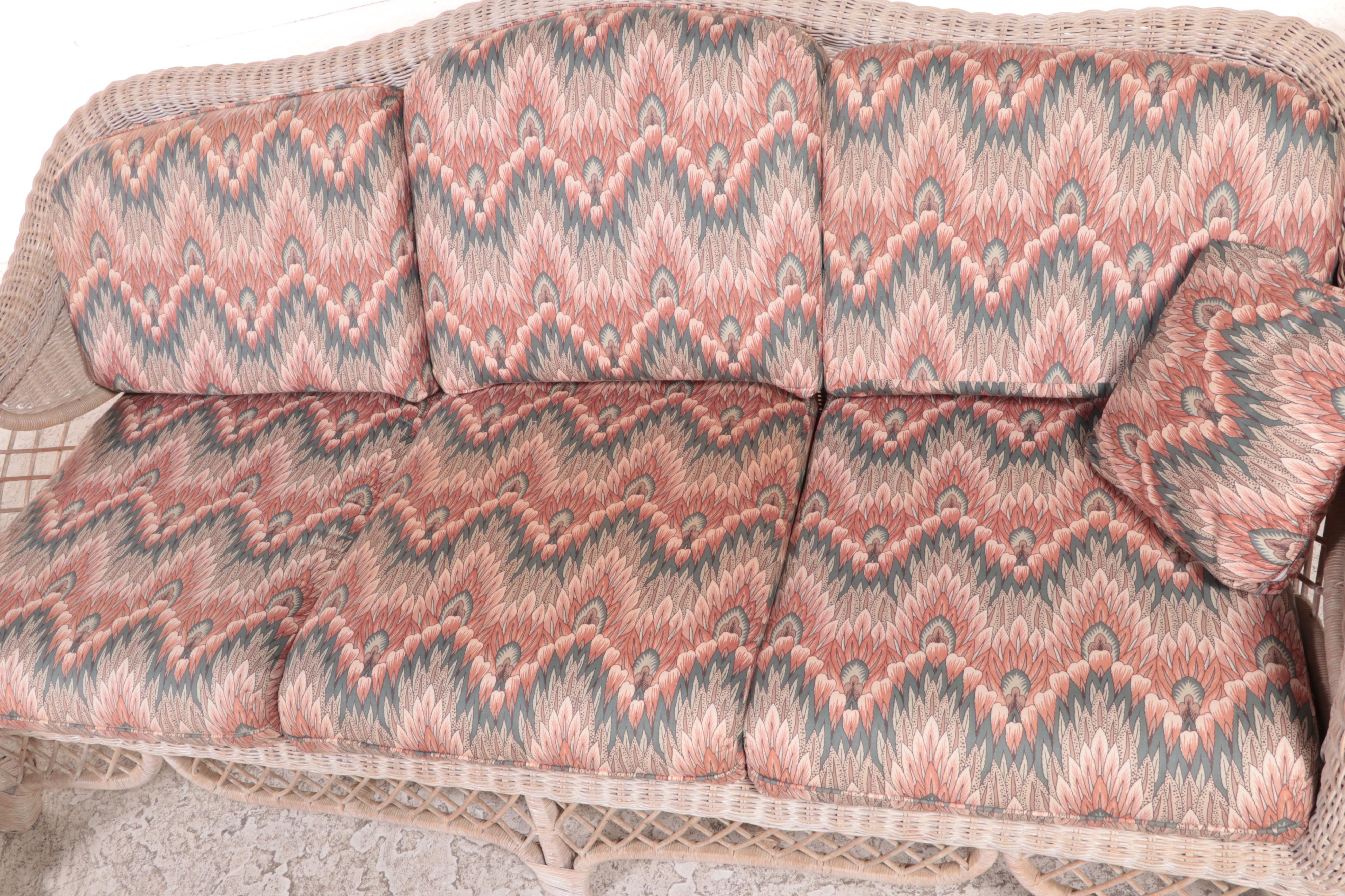 Henry Link Wicker Sofa, Rocking Chair and Ottoman EBTH