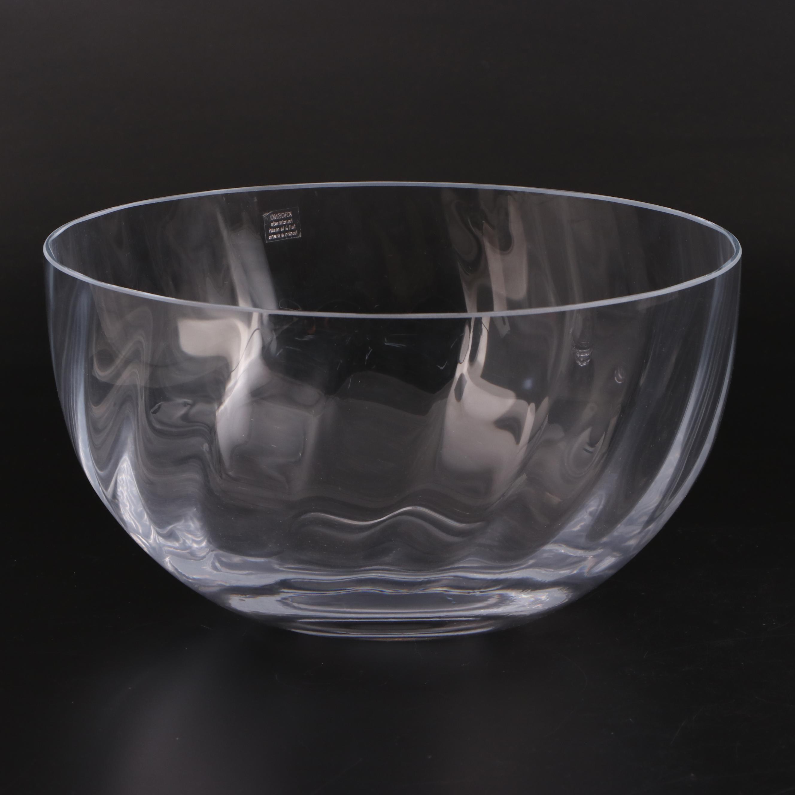 Krosno "Silhouette" Glass Bowl and Faceted Votive Holder EBTH