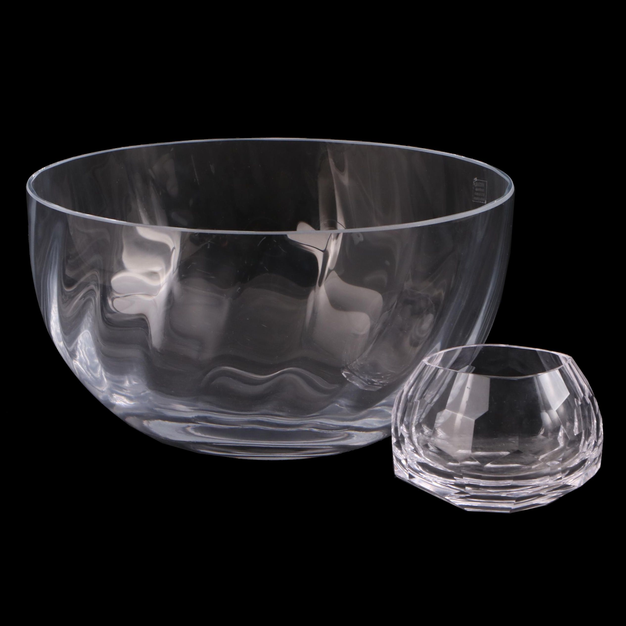 Krosno "Silhouette" Glass Bowl and Faceted Votive Holder EBTH