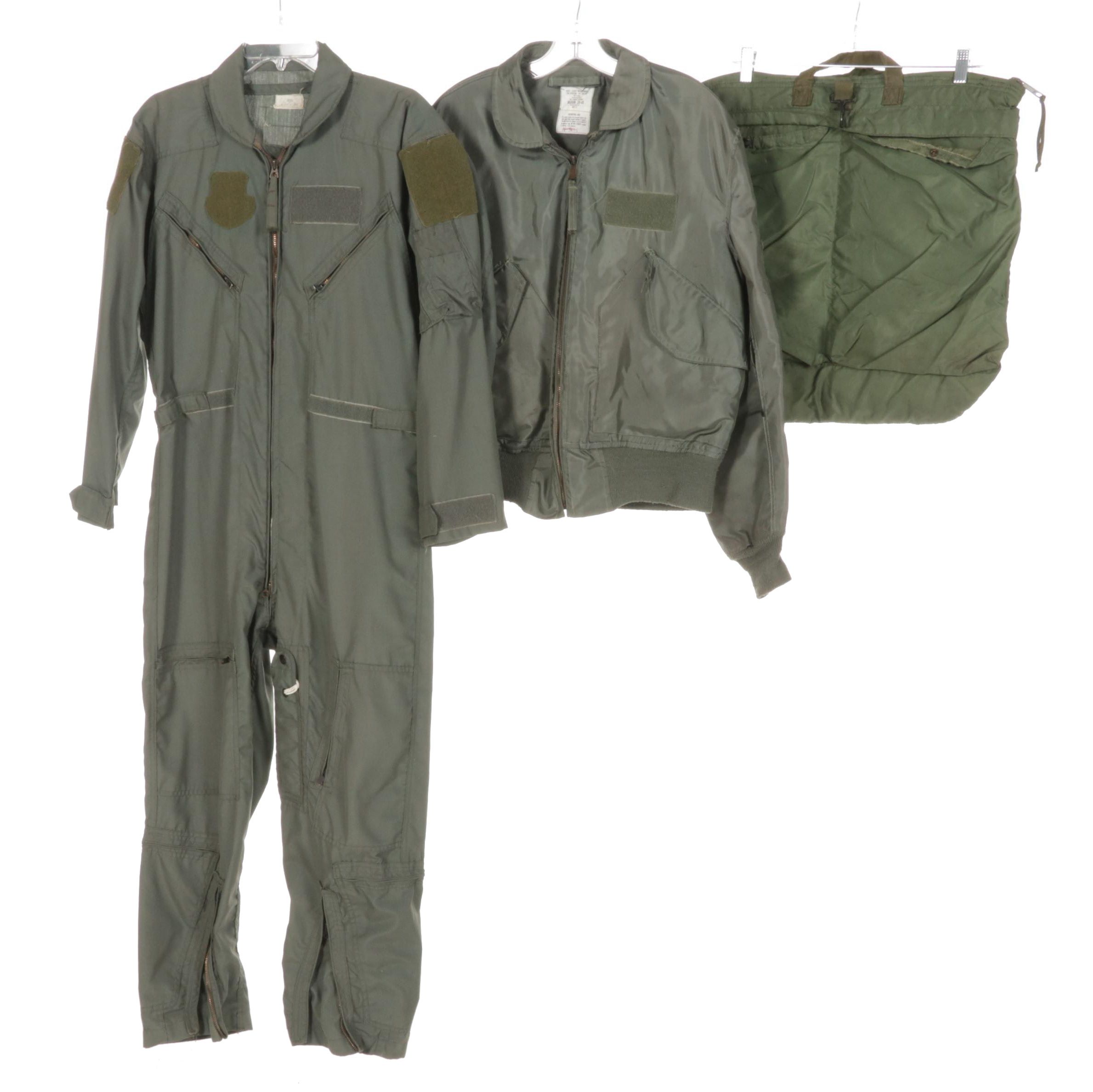 Men's United States Air Force Flight Suit With Bomber Jacket and Helmet Bag EBTH