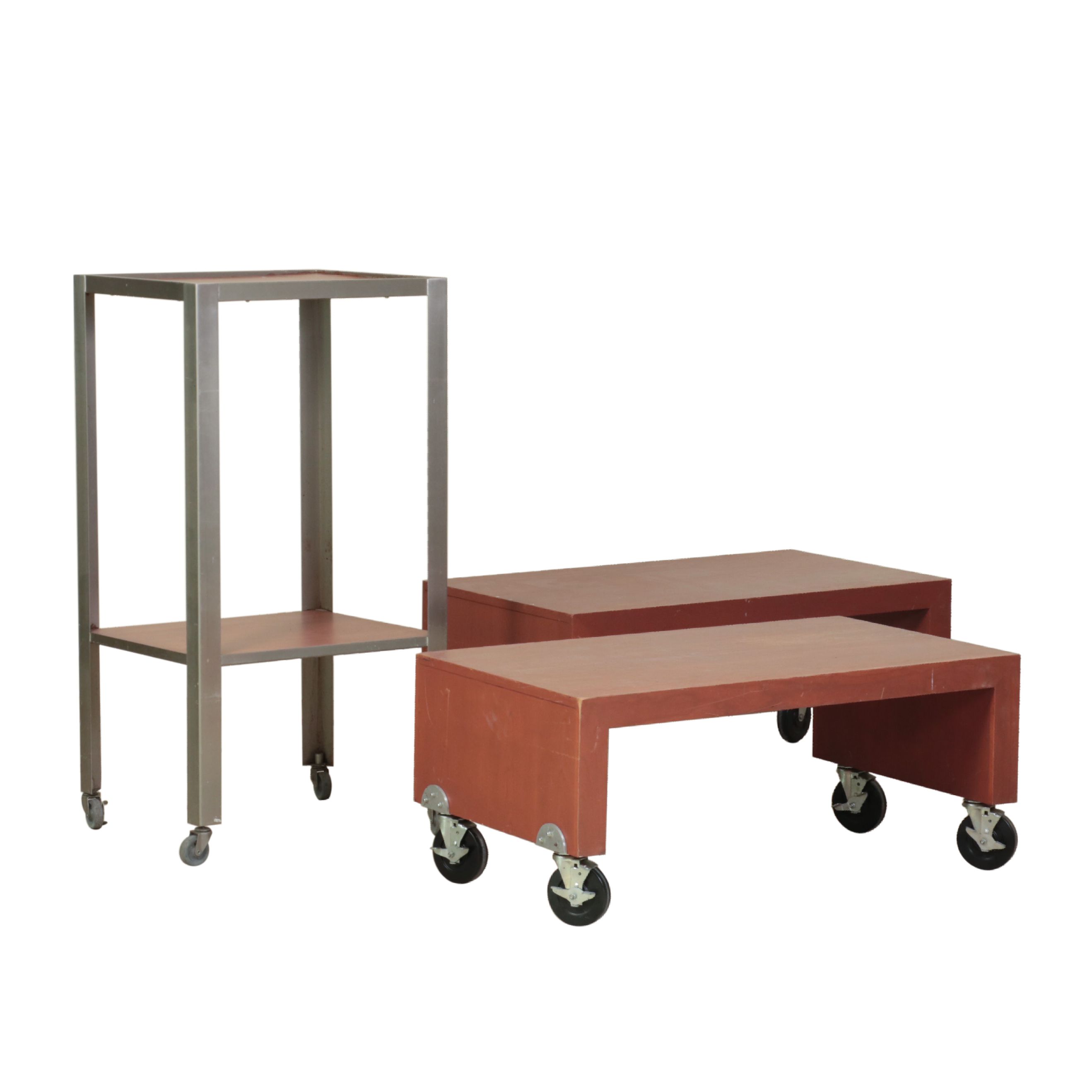 Laminated and Painted Wood Display Tables and Shelves on Wheels EBTH