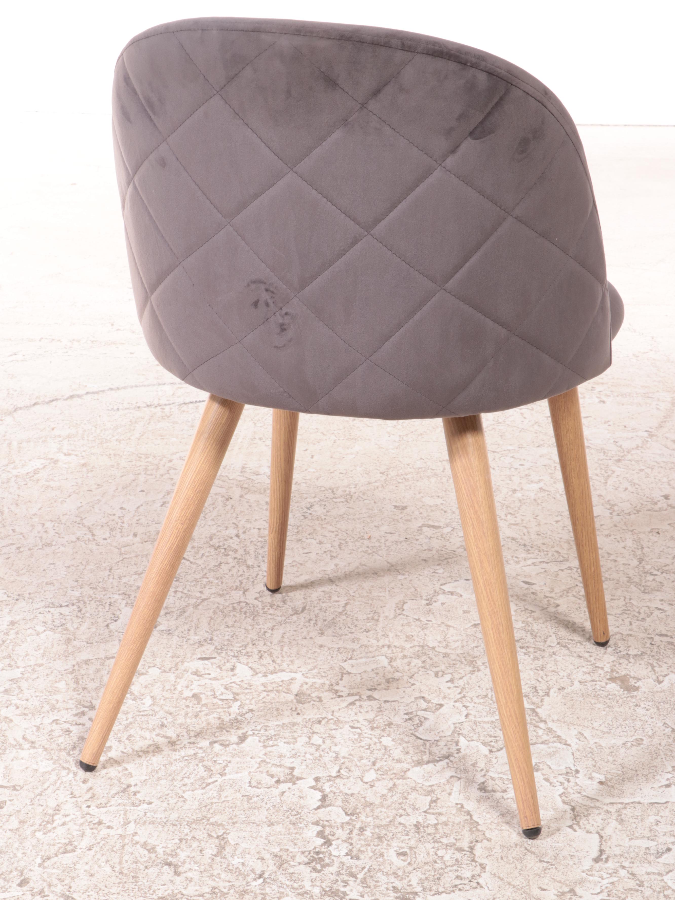 Four MidCentury Style Side Chairs with Ash Legs and Gray Velour