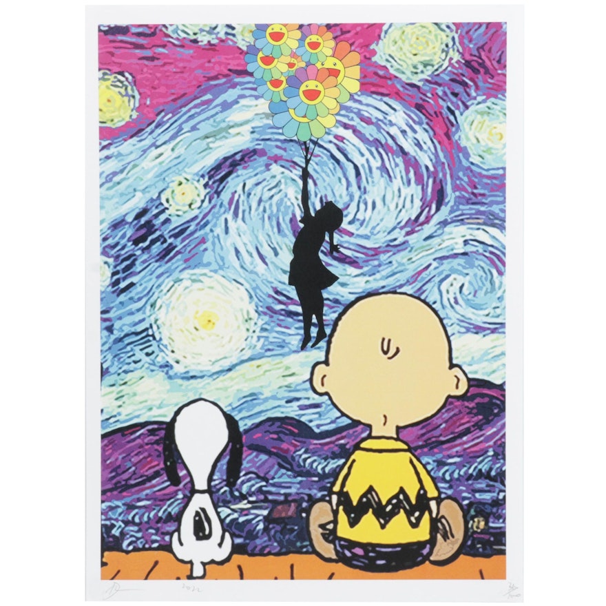 Death NYC Pop Art Graphic Print Homage to Van Gogh and Peanuts, 2022