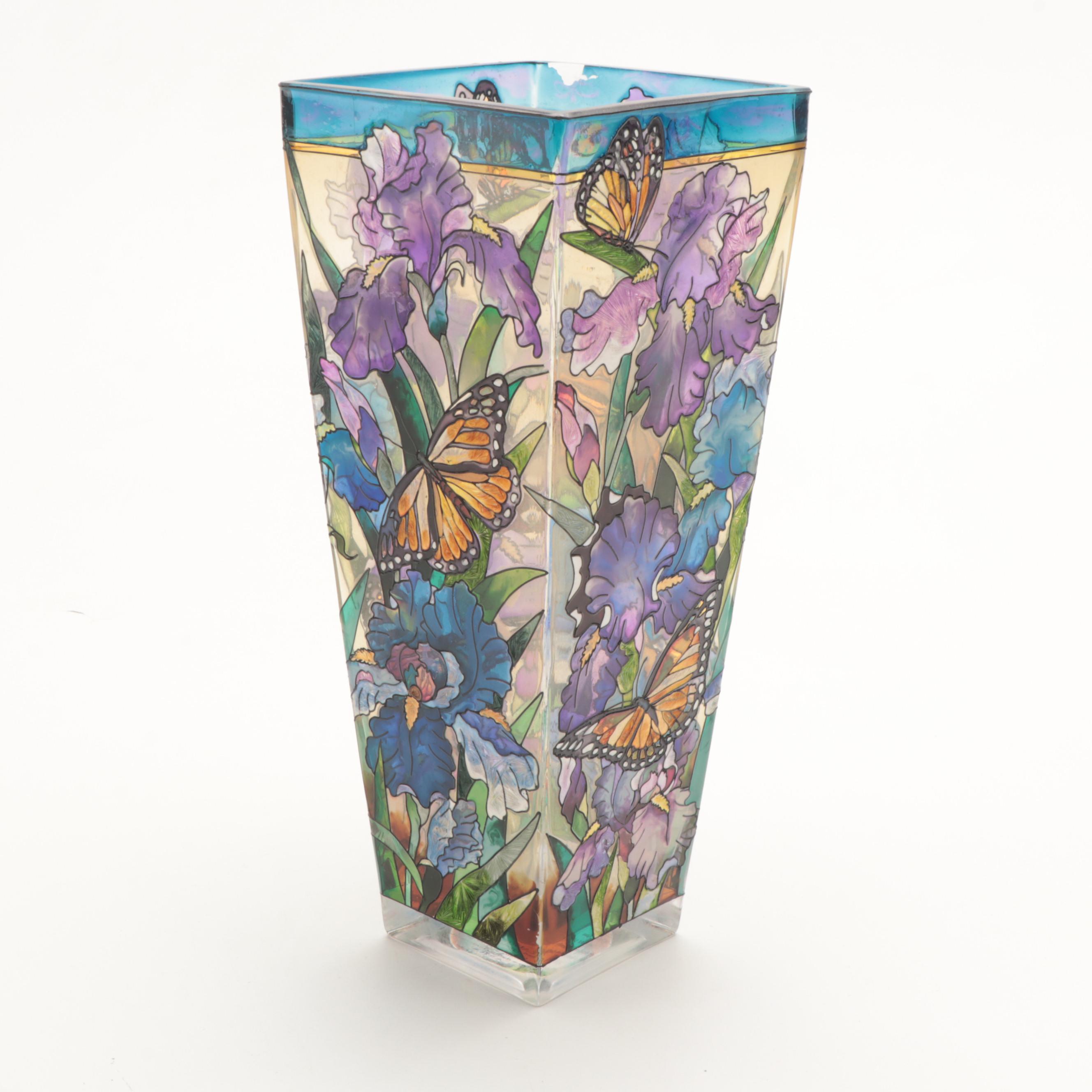 Amia Studios HandPainted Stained Glass Vase with Other HandPainted