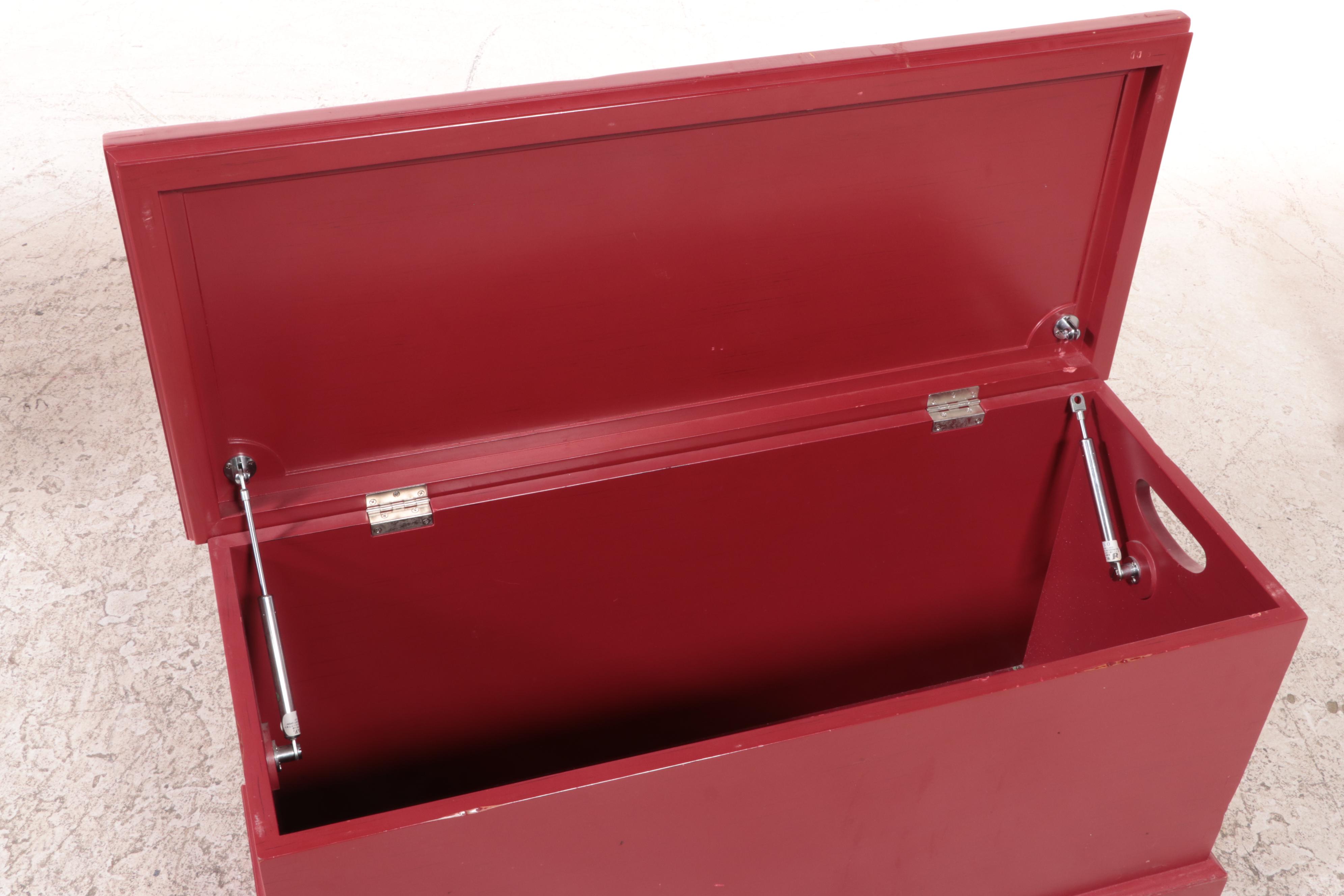 Red Painted Storage Cubicles and Toy Chest EBTH