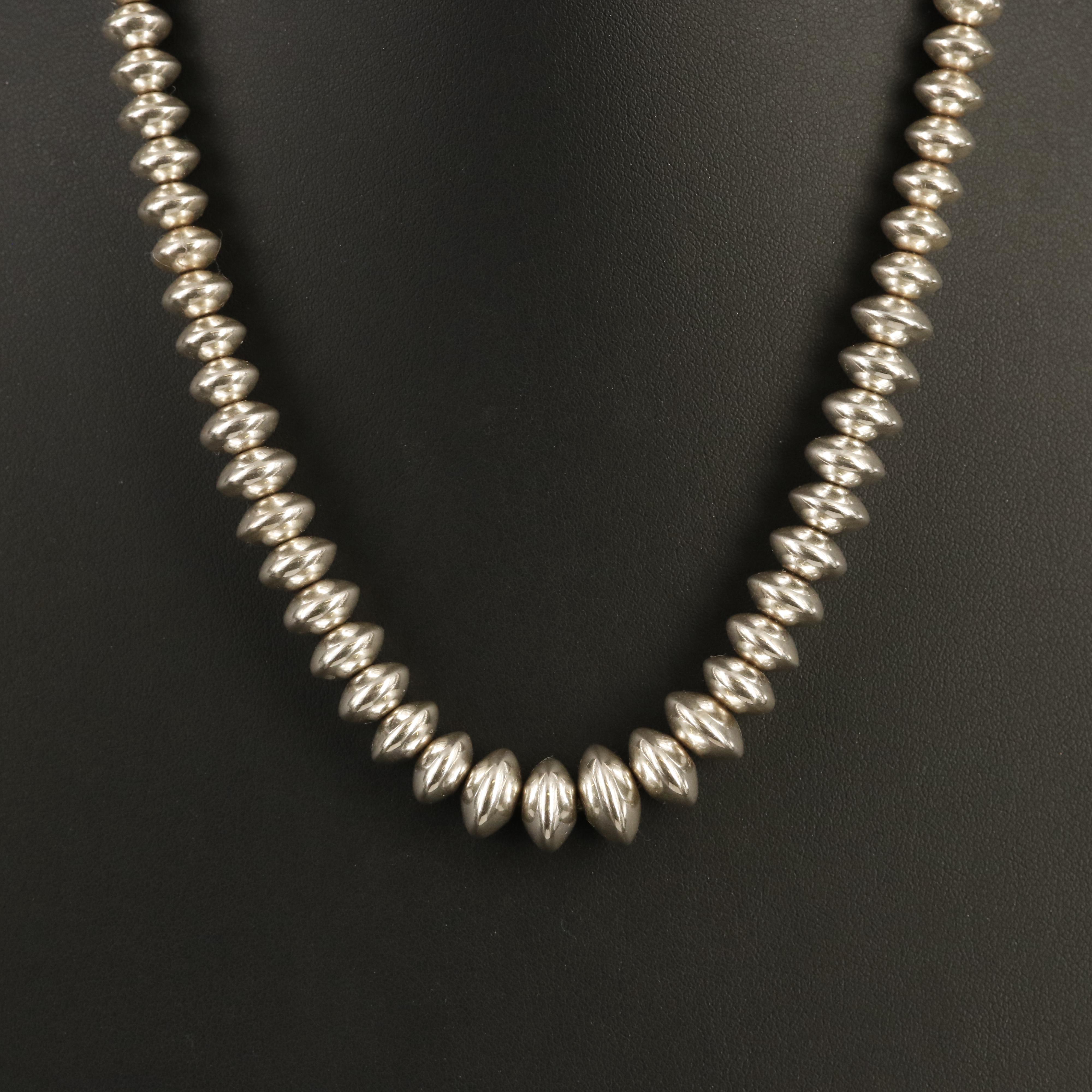 Sterling Graduated Beaded Necklace EBTH