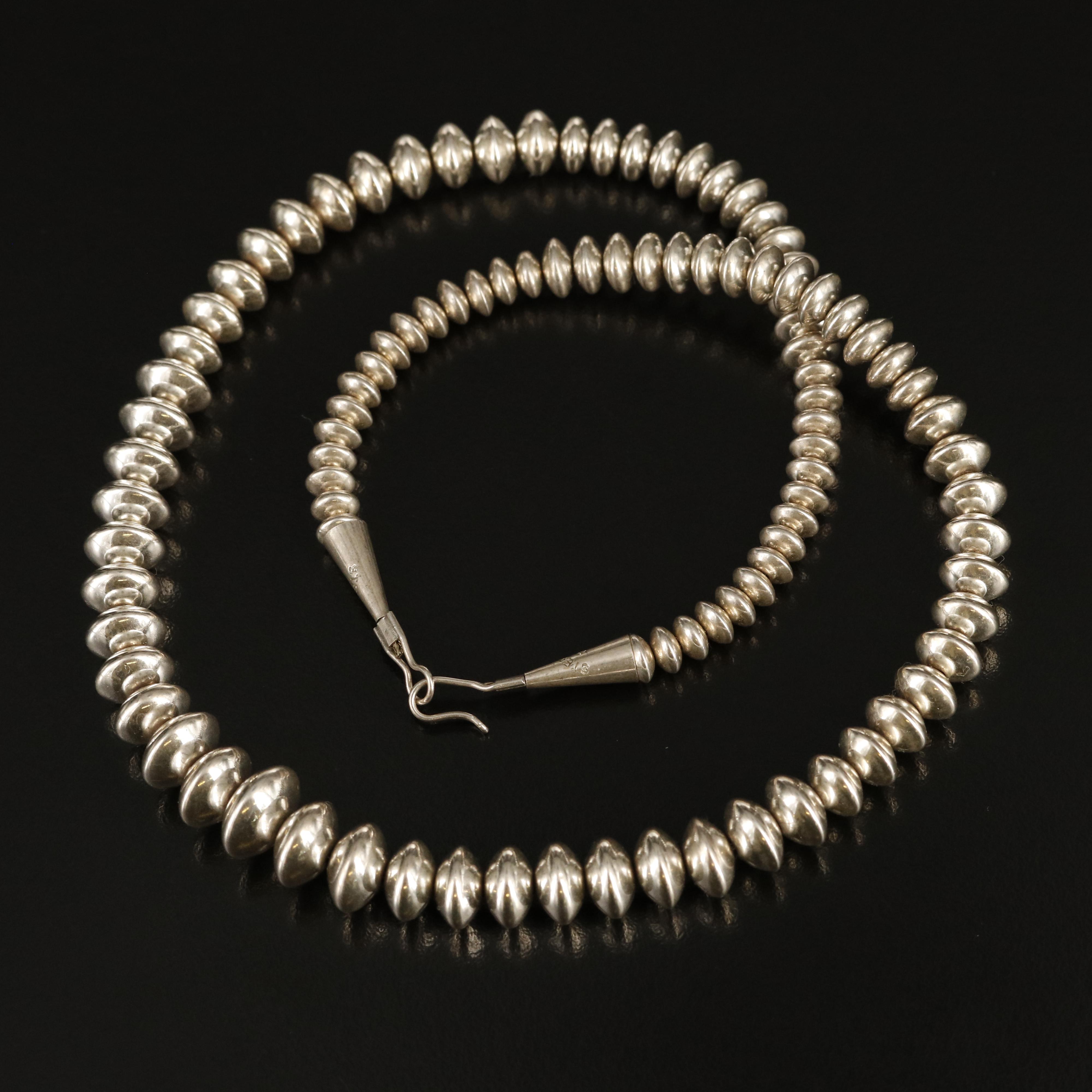 Sterling Graduated Beaded Necklace EBTH