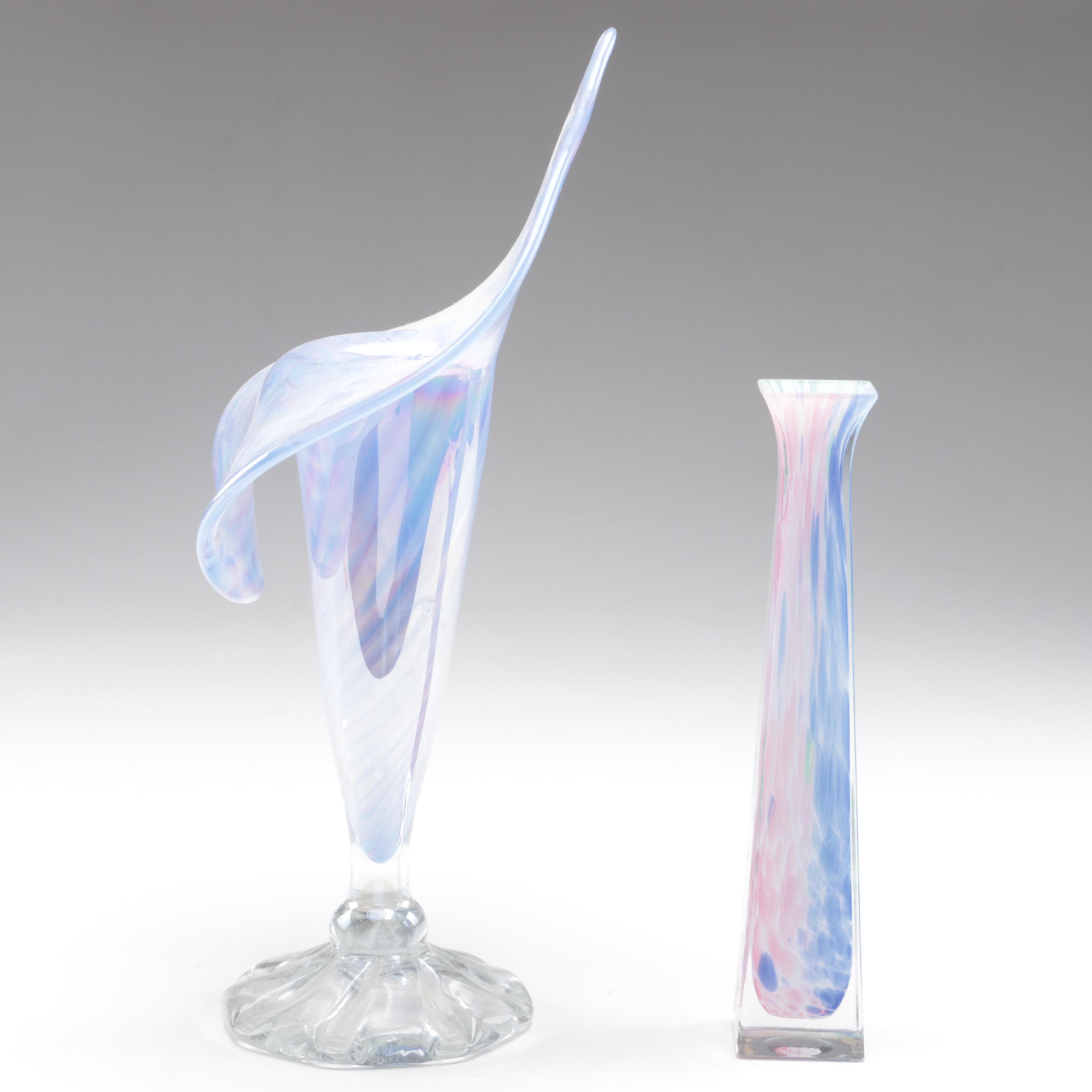 Joe Deanda Iridescent JackinthePulpit Art Glass Vase with Other Vase