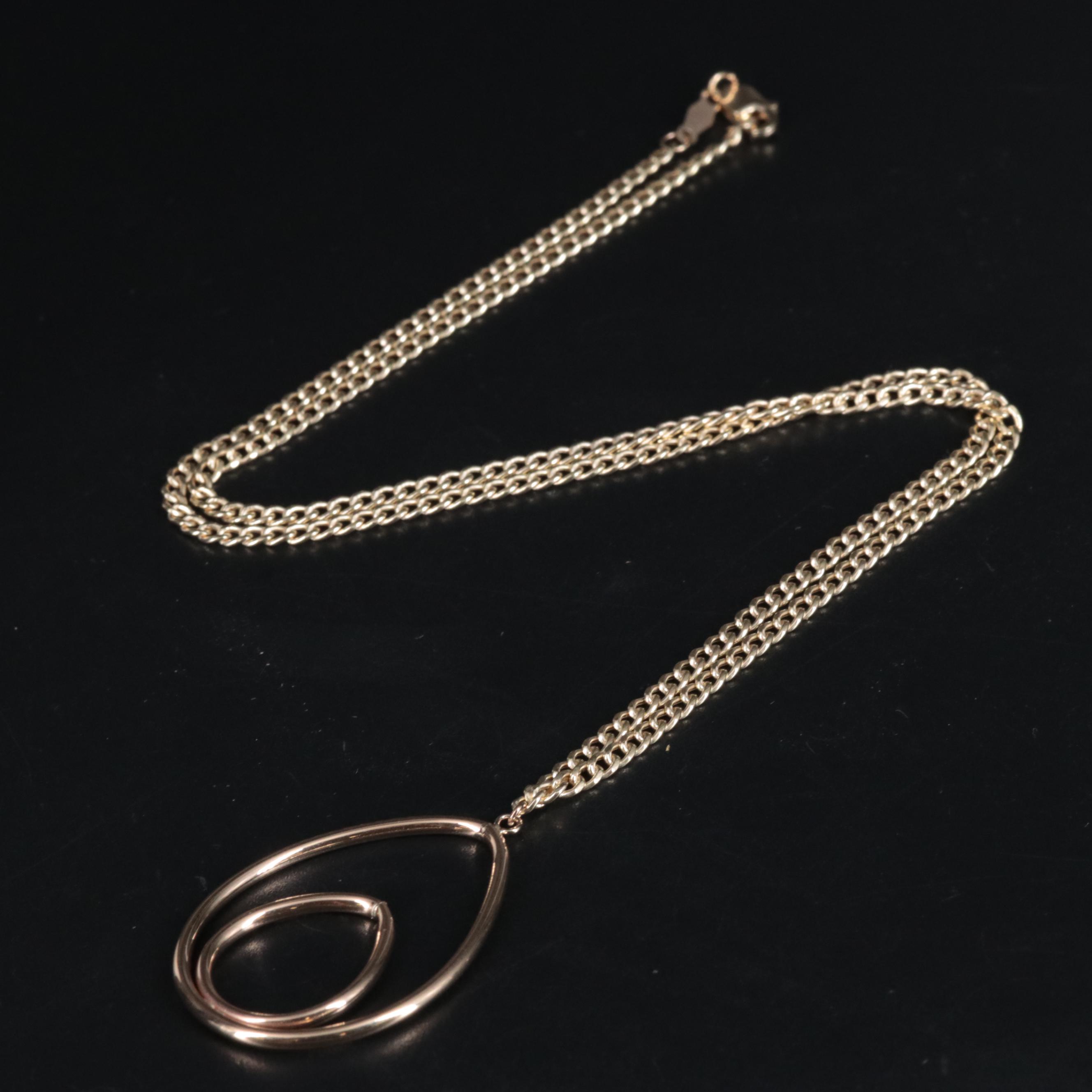 10K Teardrop Pendant Necklace EBTH