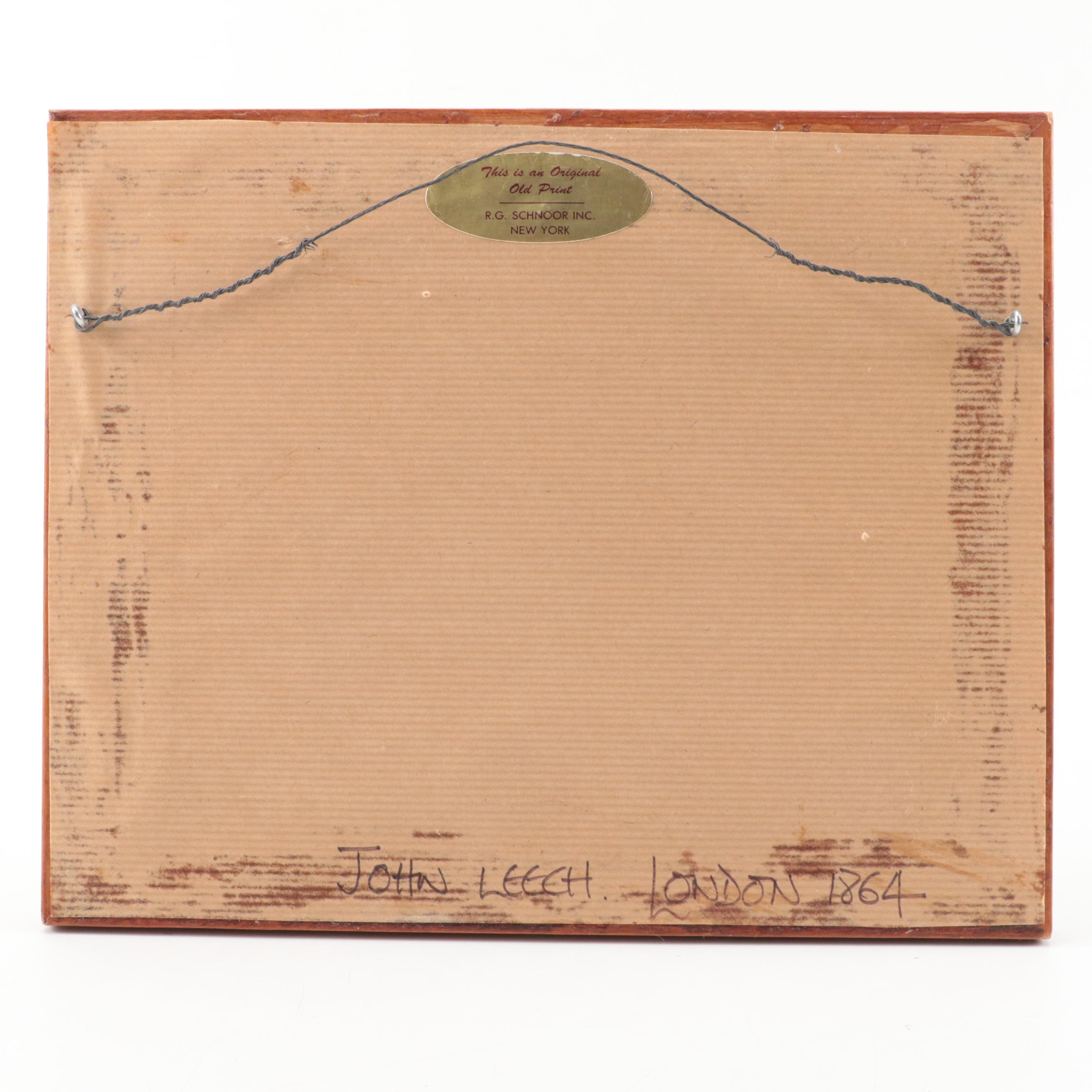 HandColored Etching After John Leech "Hercules Takes a Draper's Shop