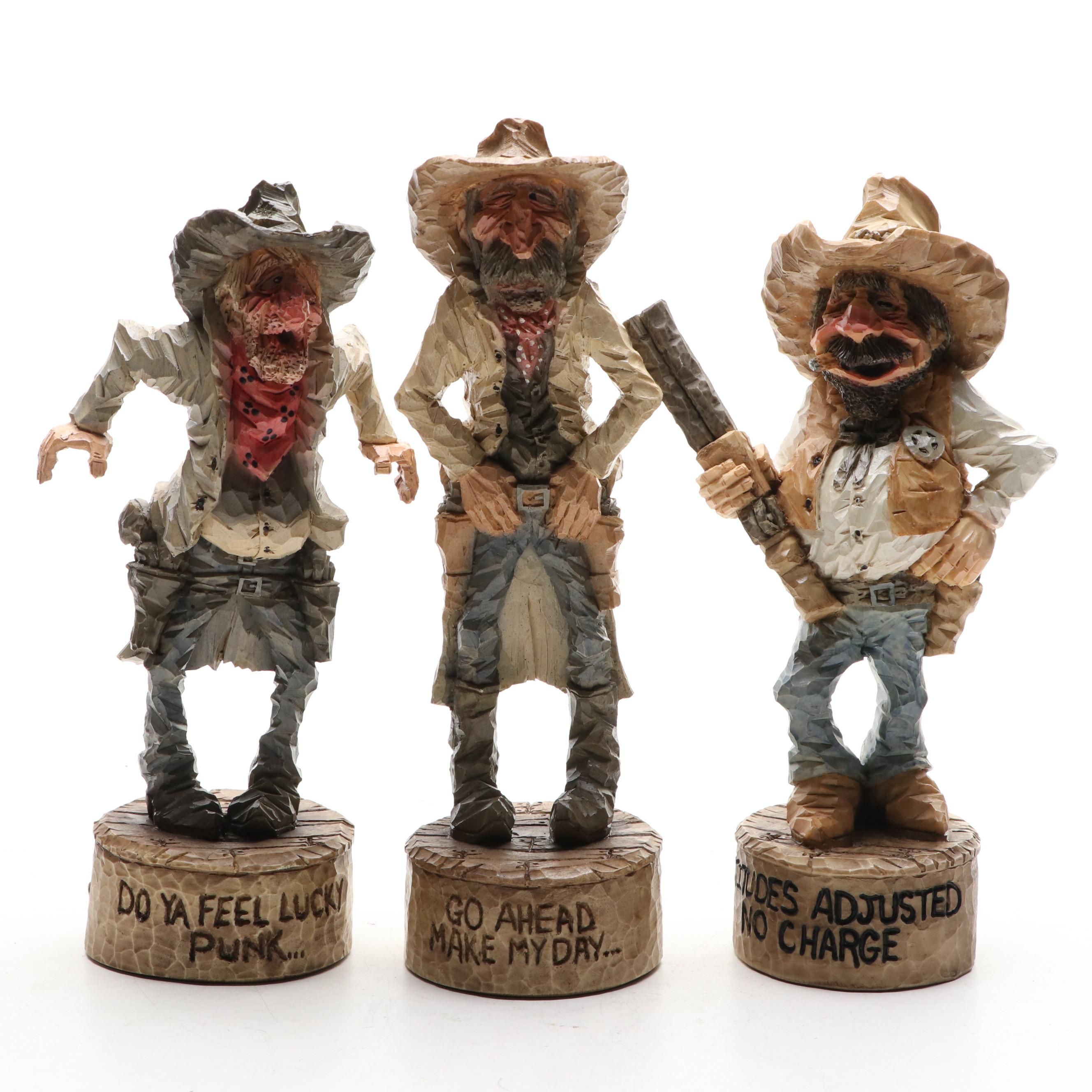 Chris Hammack Spit 'N' Whittle Resin Cowboy Figurines EBTH