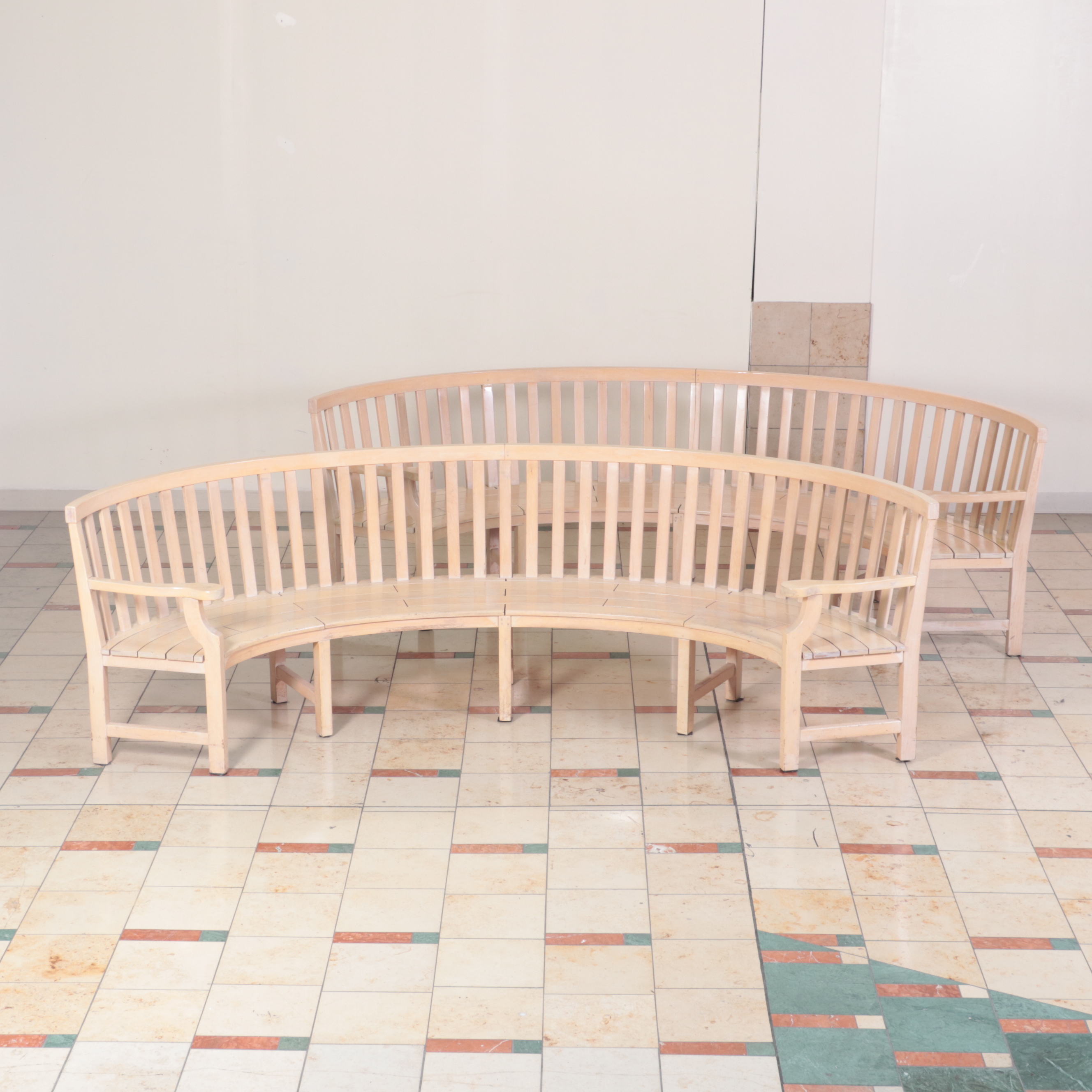 Pair of Large Curved Wood Benches EBTH