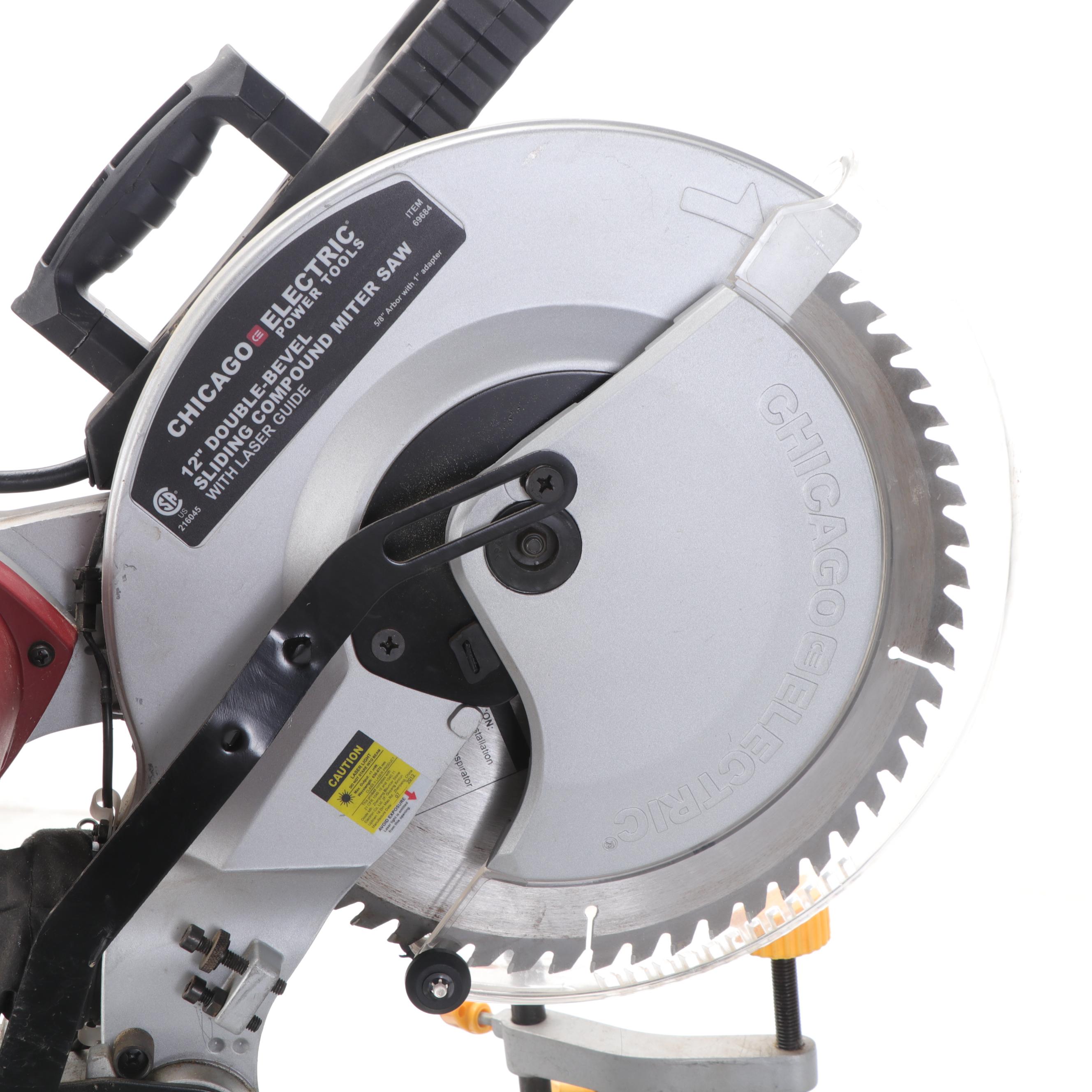 Chicago Electric 12" DoubleBevel Sliding Compound Miter Saw With Laser