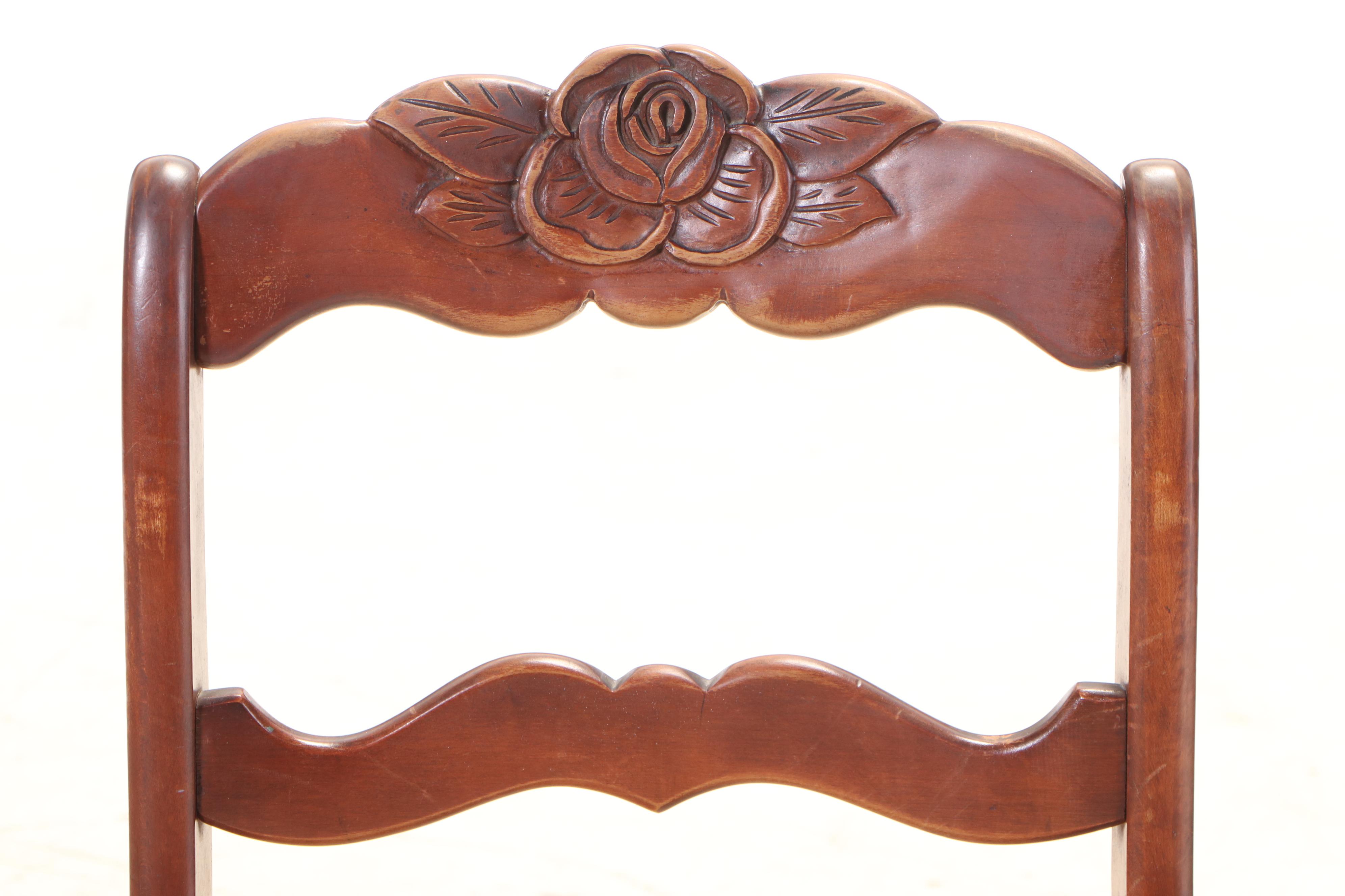 Willett "Wildwood Cherry" Double Pedestal Table with RoseCarved Side