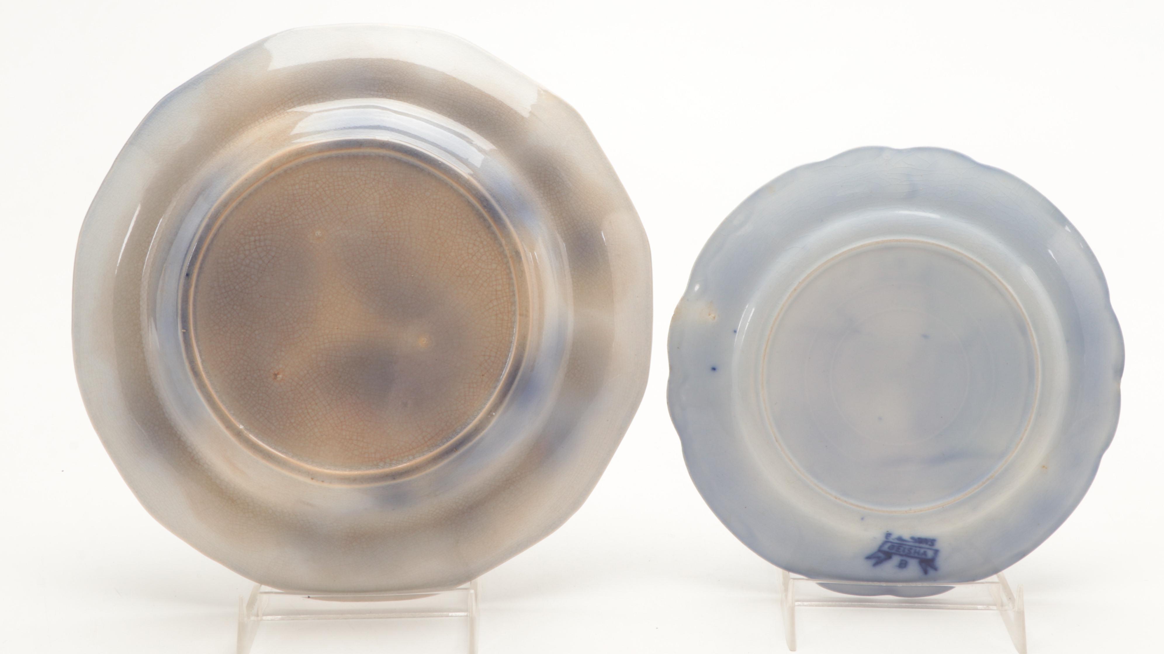 Ridgways "Humphrey's Clock" Pitcher with Other English Flow Blue Tableware EBTH