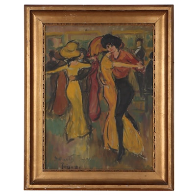 Ørnulf Salicath Parisian Dancing Scene Oil Painting