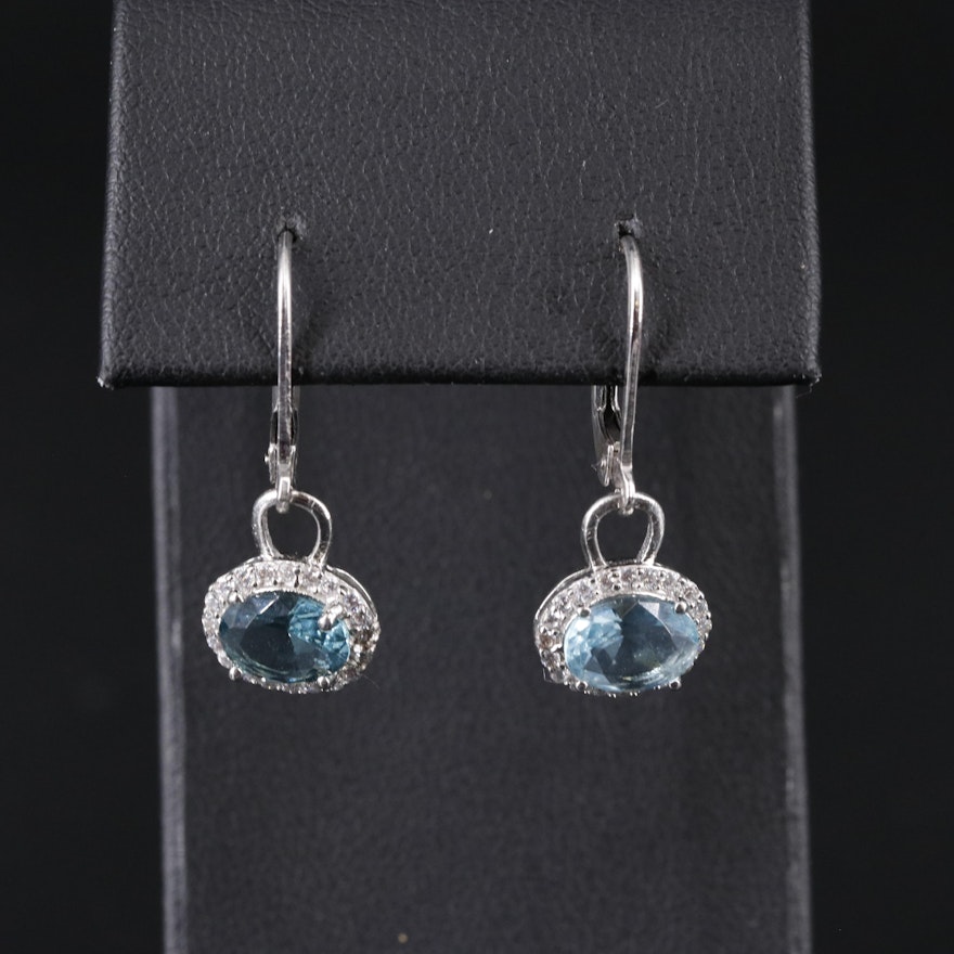 Sterling Silver Topaz and Cubic Zirconia Earrings