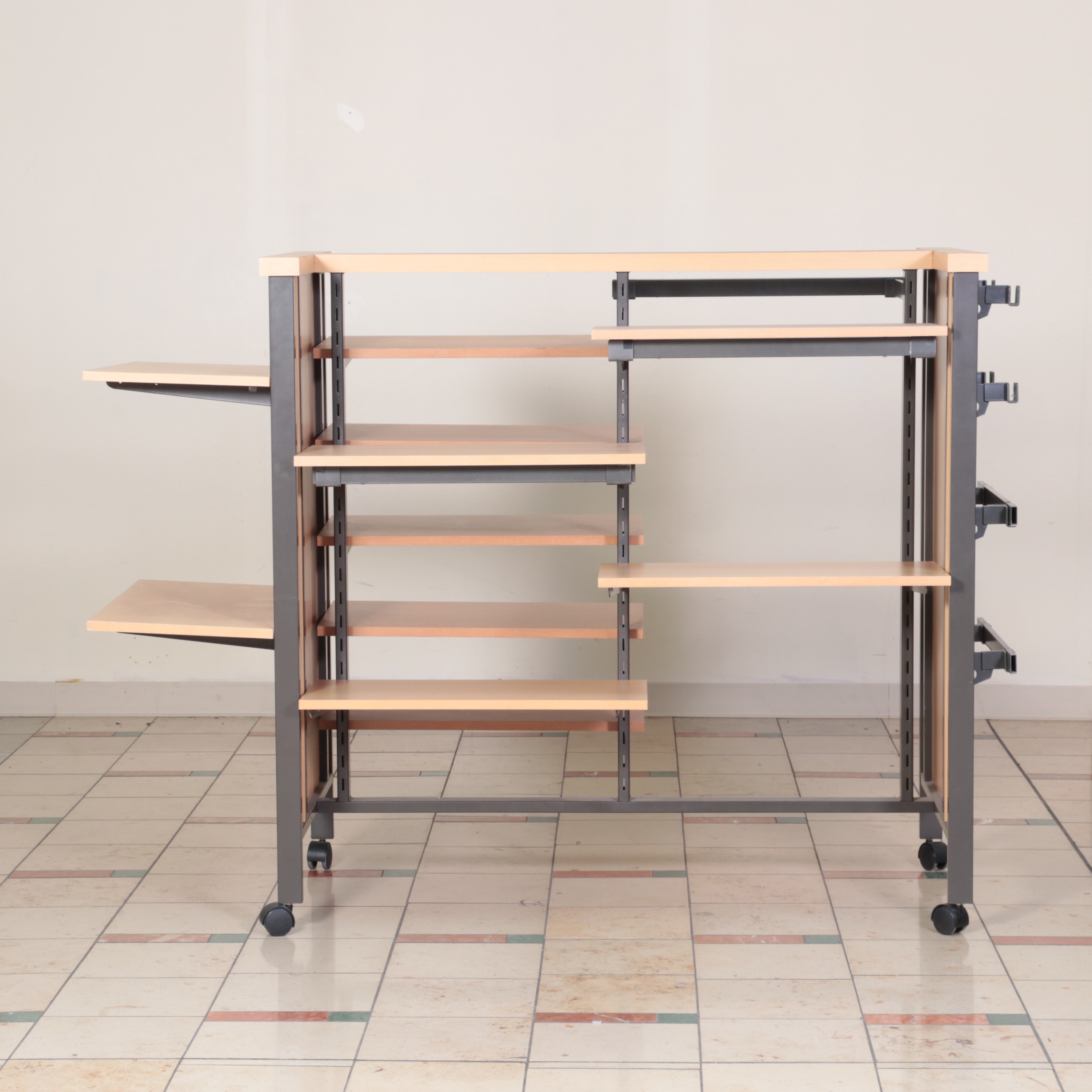 Metal and Engineered Wood Rolling Adjustable Shelving Display Unit EBTH