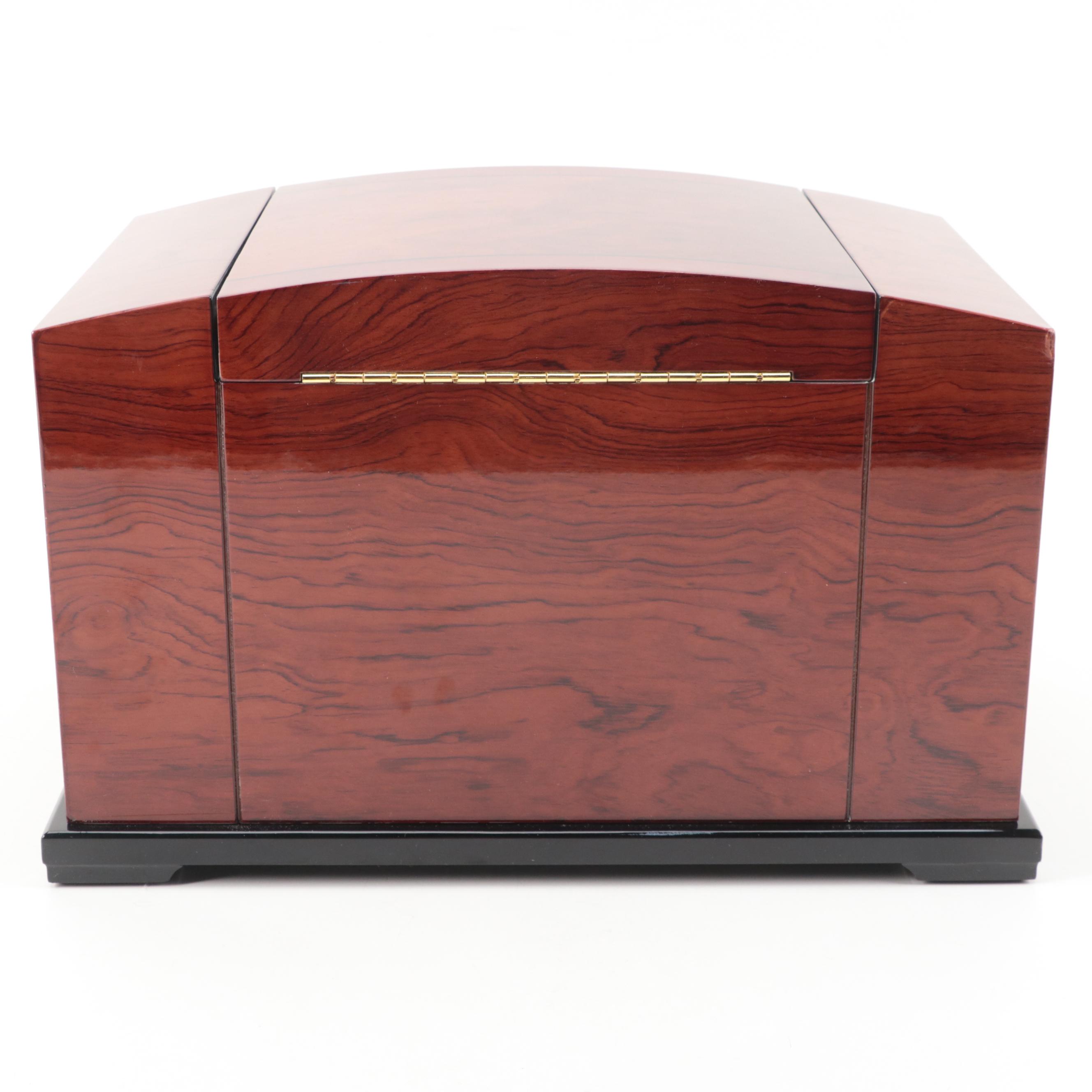 Jere Burl Wood Veneered Locking Jewelry Chest EBTH