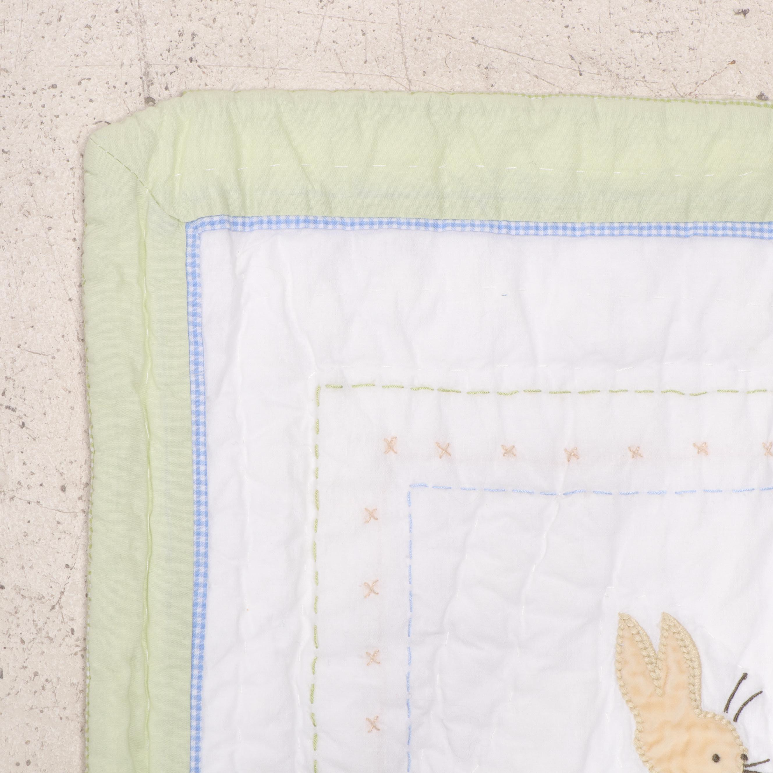 Pottery Barn Kids Peter Rabbit Crib Quilt with Peter Rabbit Book and