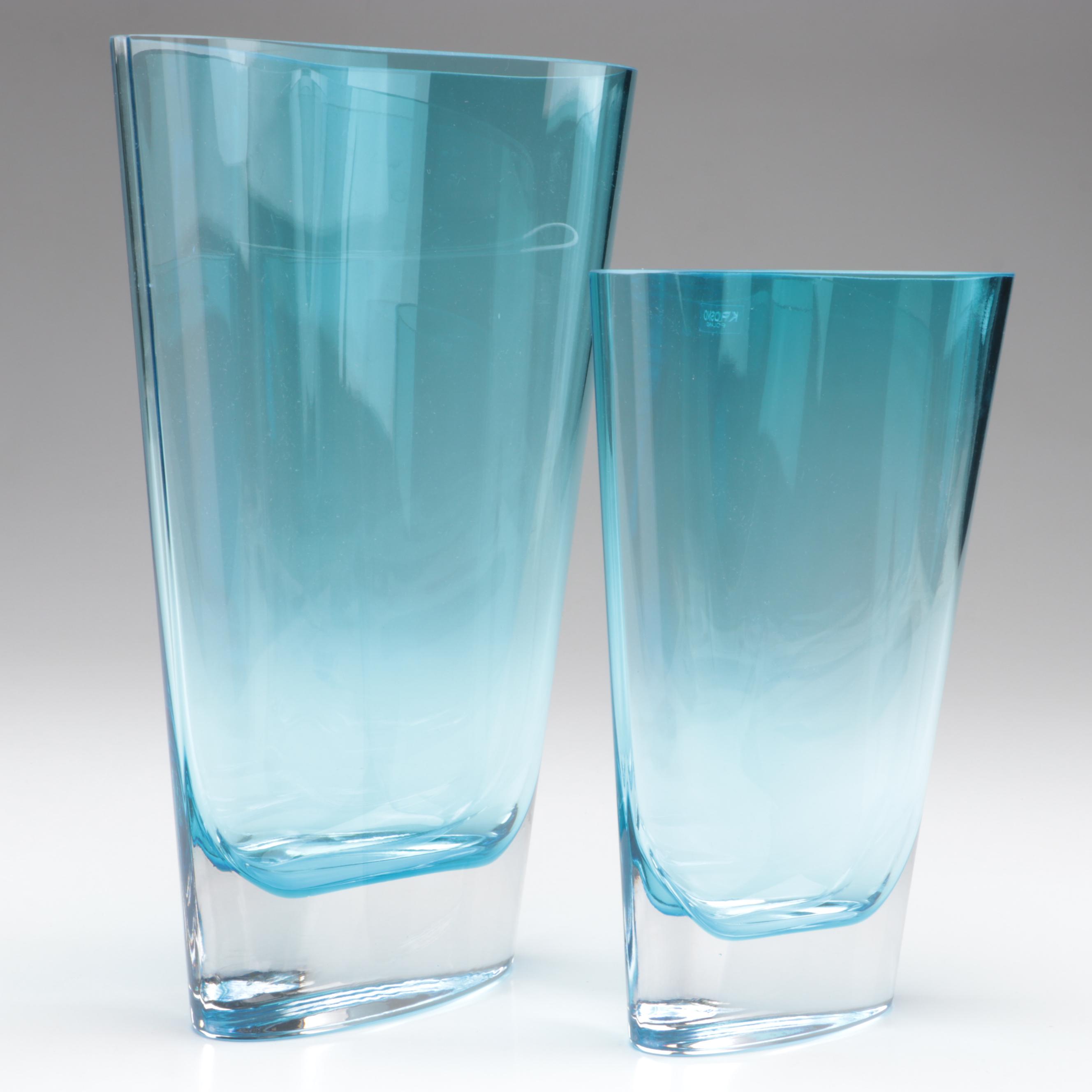 Krosno Polish Blue Glass Vases EBTH