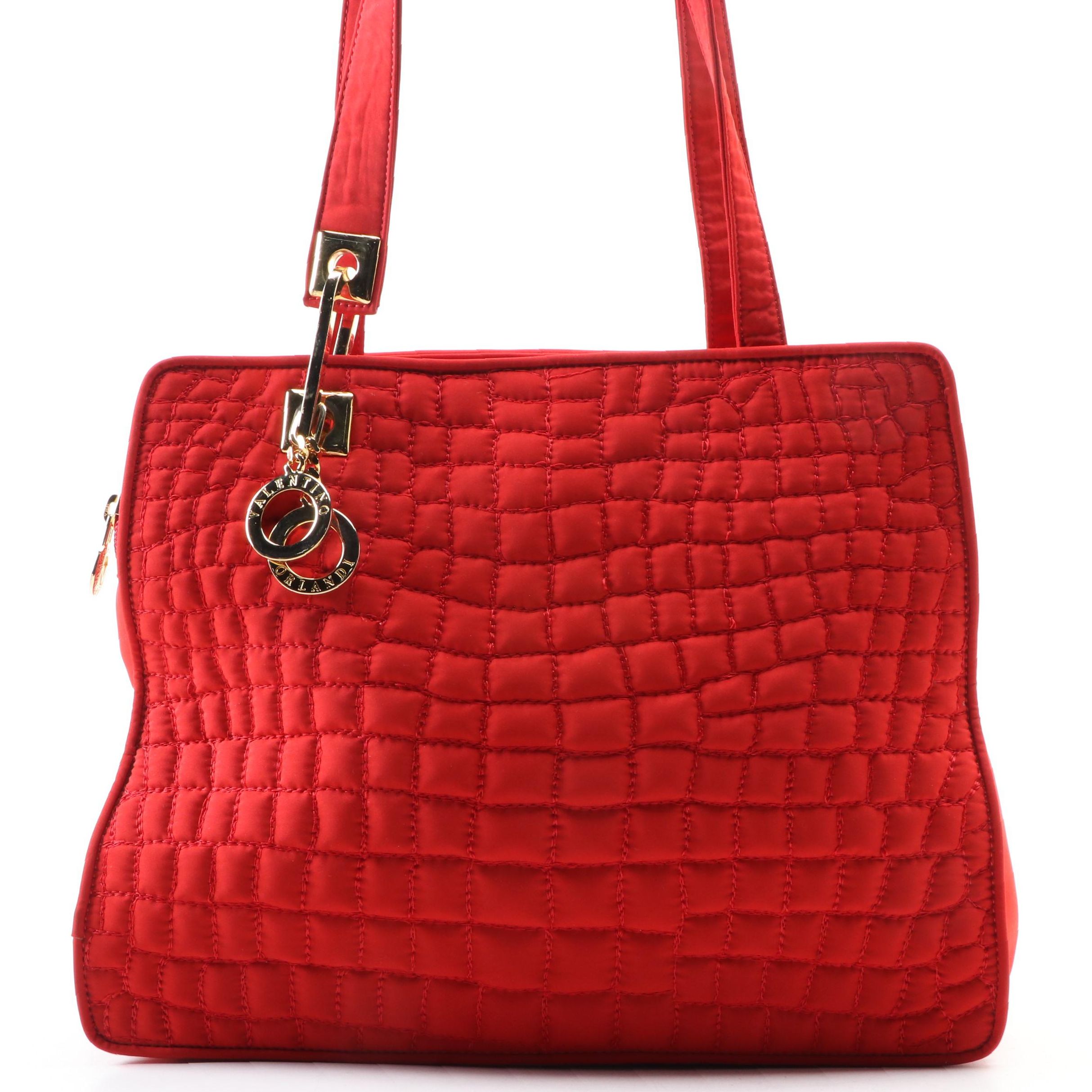 Valentino Orlandi Zip Shoulder Bag in Quilted Red Fabric EBTH