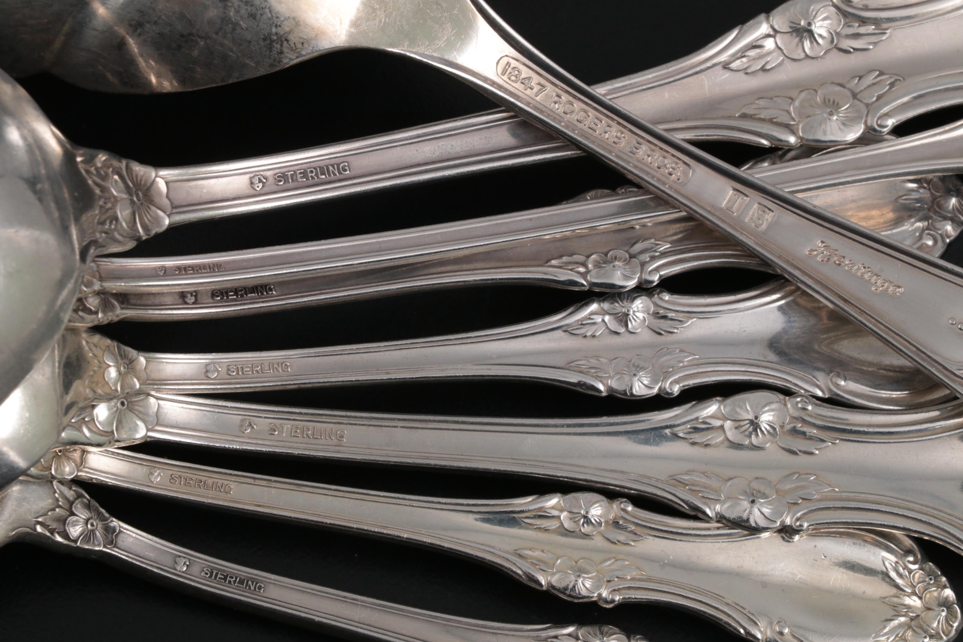 International Silver Co. "Wild Rose" Sterling Silver Flatware Set EBTH