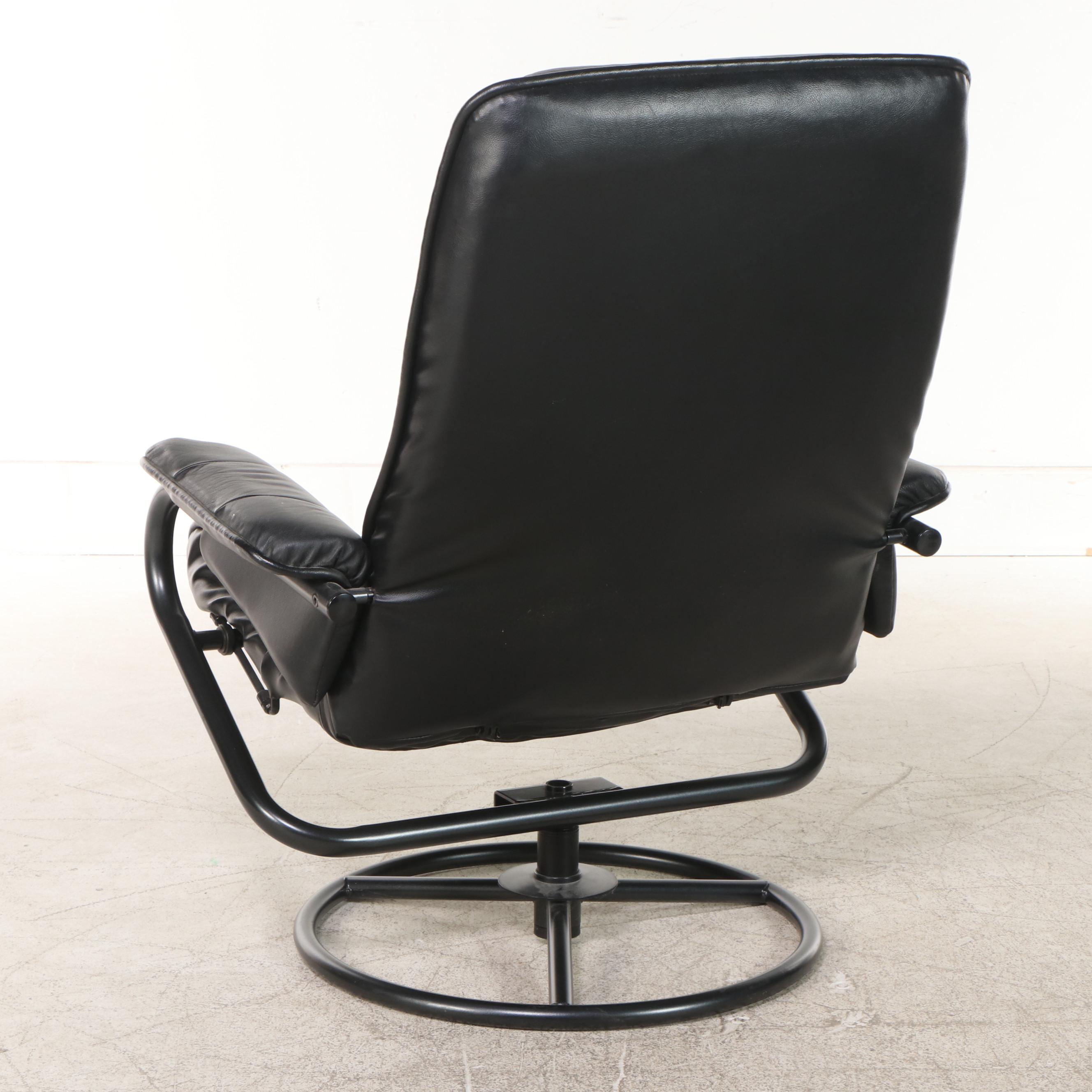 ChairWorks Modern Vinyl Recliner and Ottoman on Tubular Frame EBTH