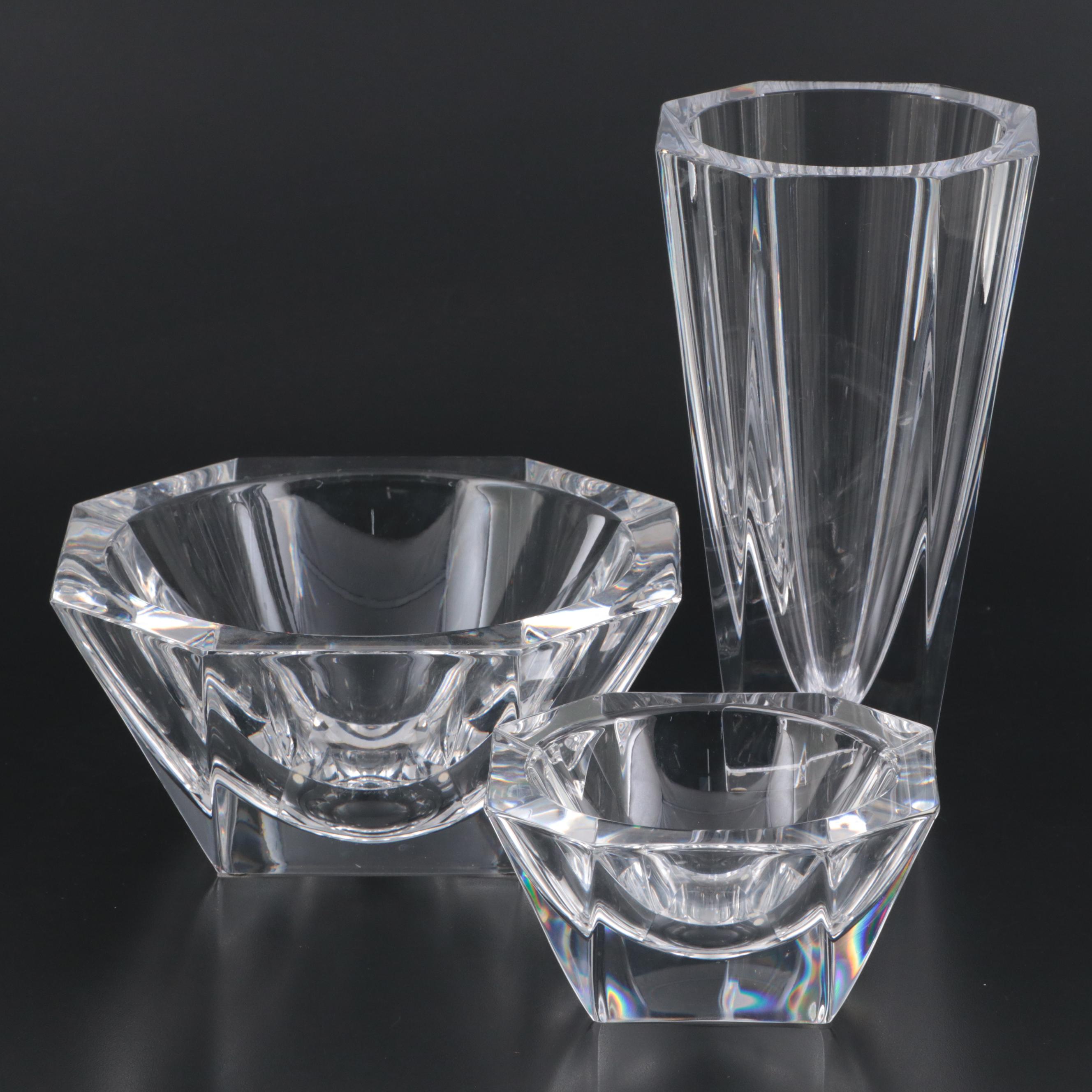 Lars Hellsten for Orrefors Crystal "Odyssey" Vase and Bowls EBTH