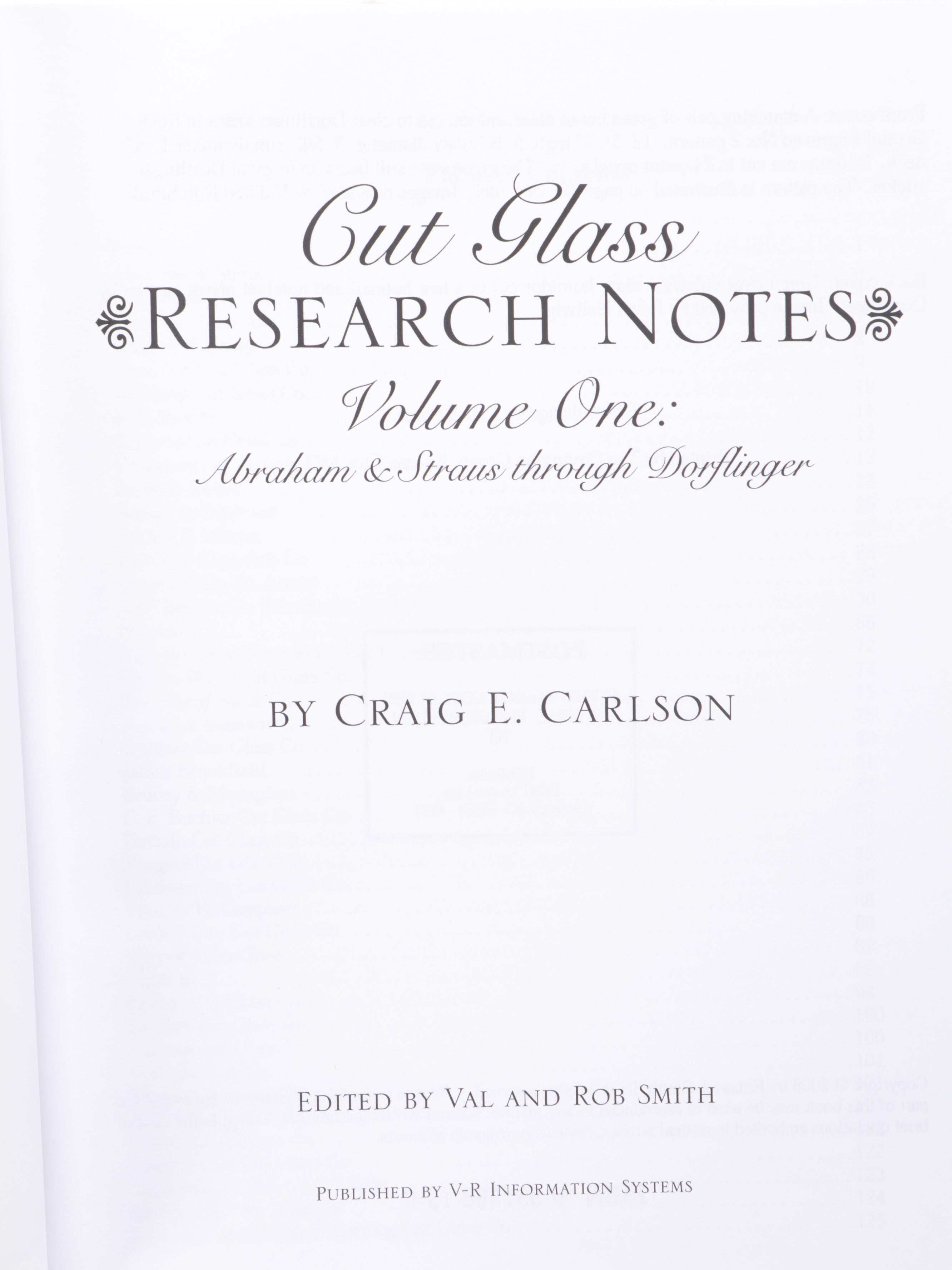 "The Complete Cut & Engraved Glass of Corning" with More Books on Cut