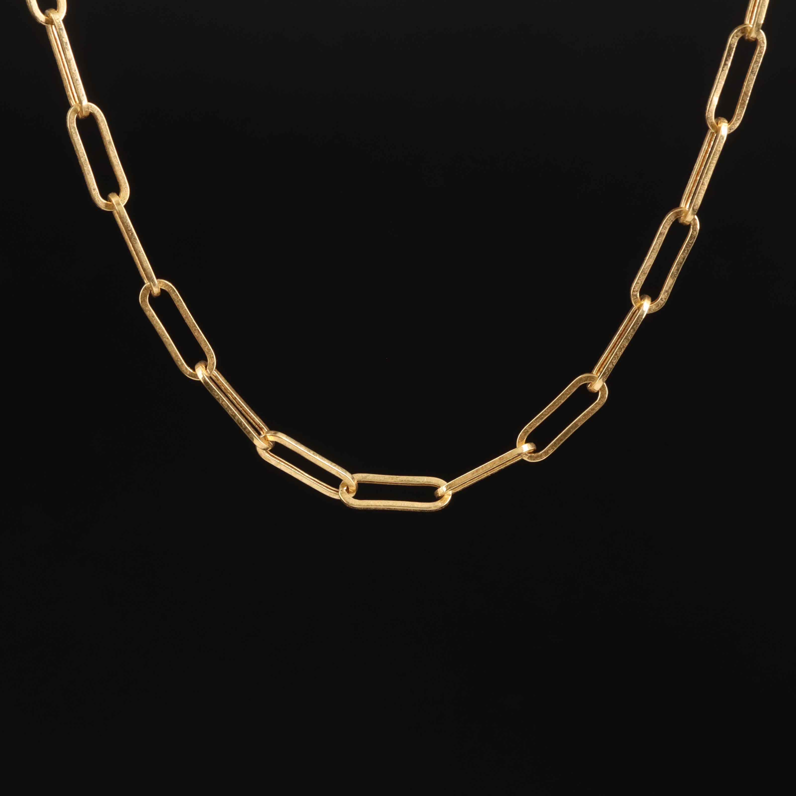 14K Paper Clip Chain Necklace EBTH