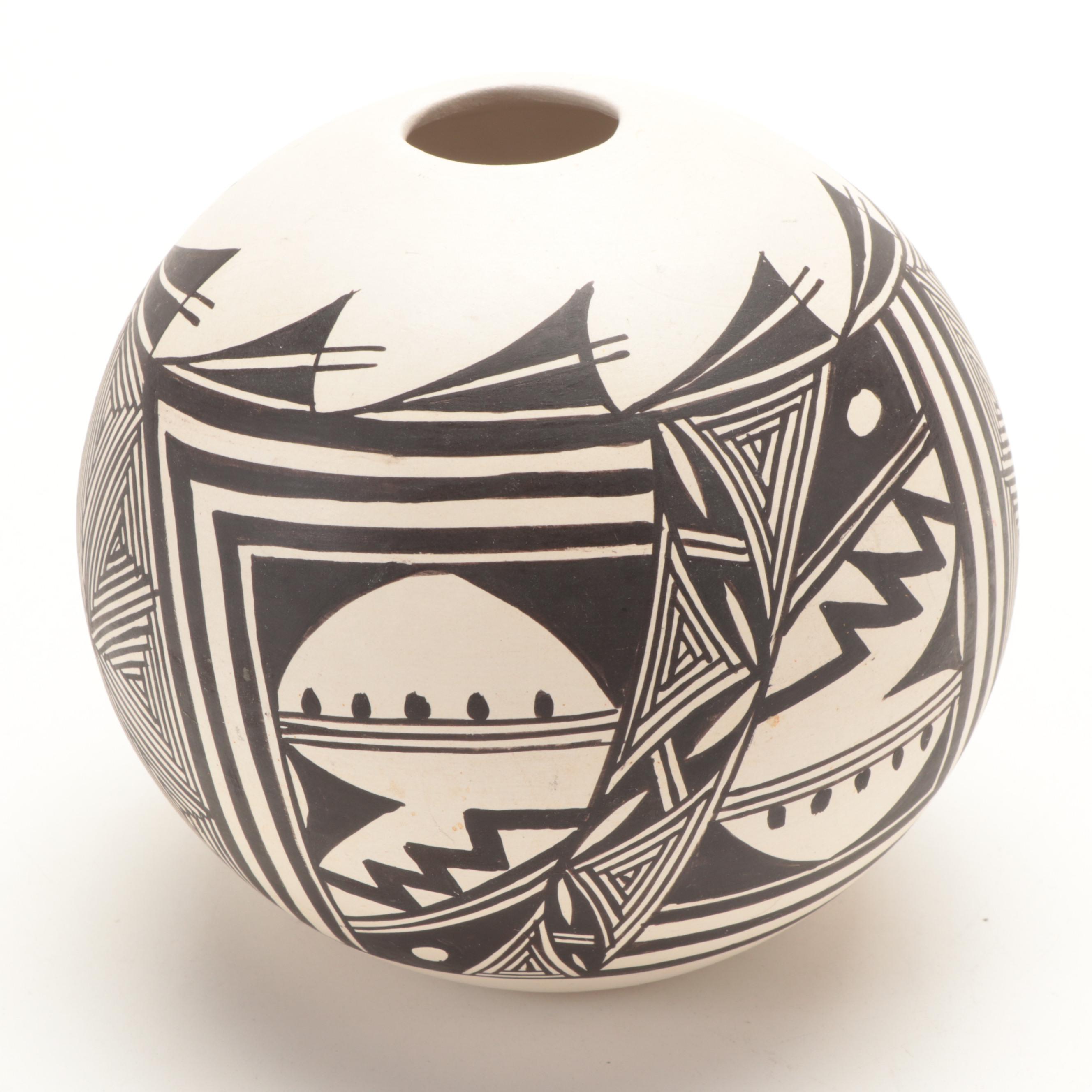 Acoma And Jemez Pueblo Hand-Painted Pottery Seed Jar And Vessels | EBTH