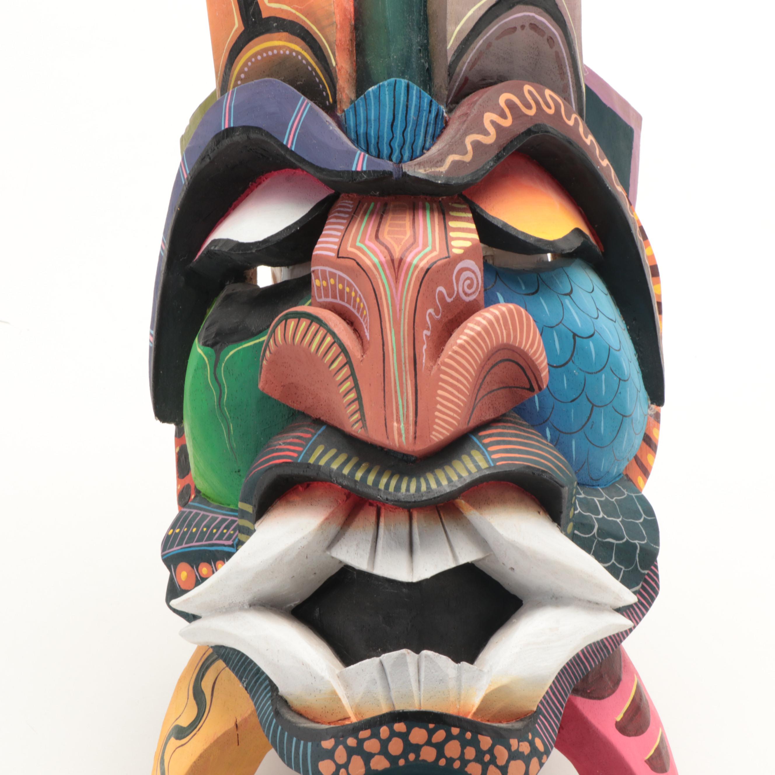 Artist Signed Costa Rican Arte Boruca Hand-Carved Mask | EBTH